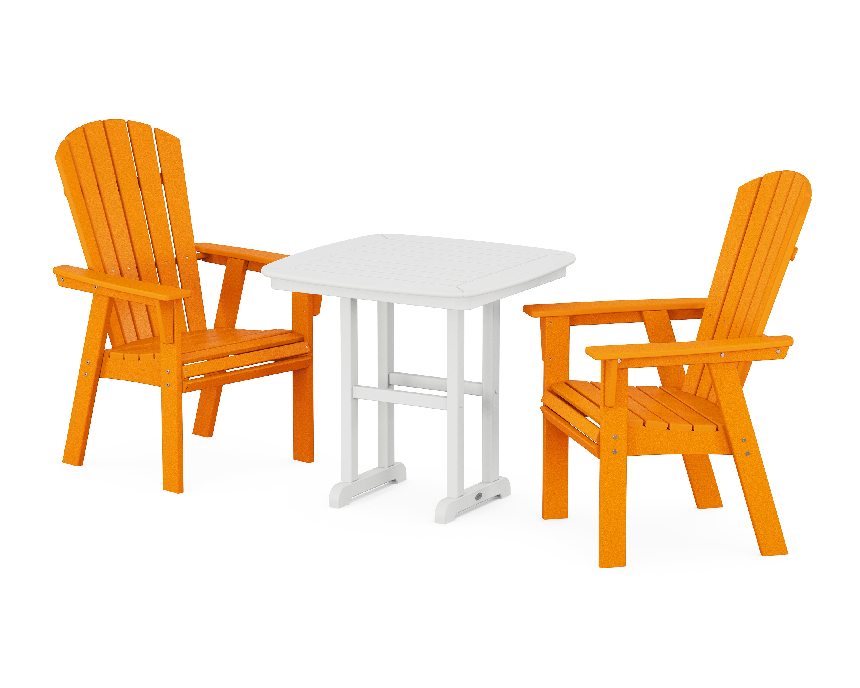 POLYWOOD® Nautical Adirondack 3-Piece Dining Set in Tangerine / White