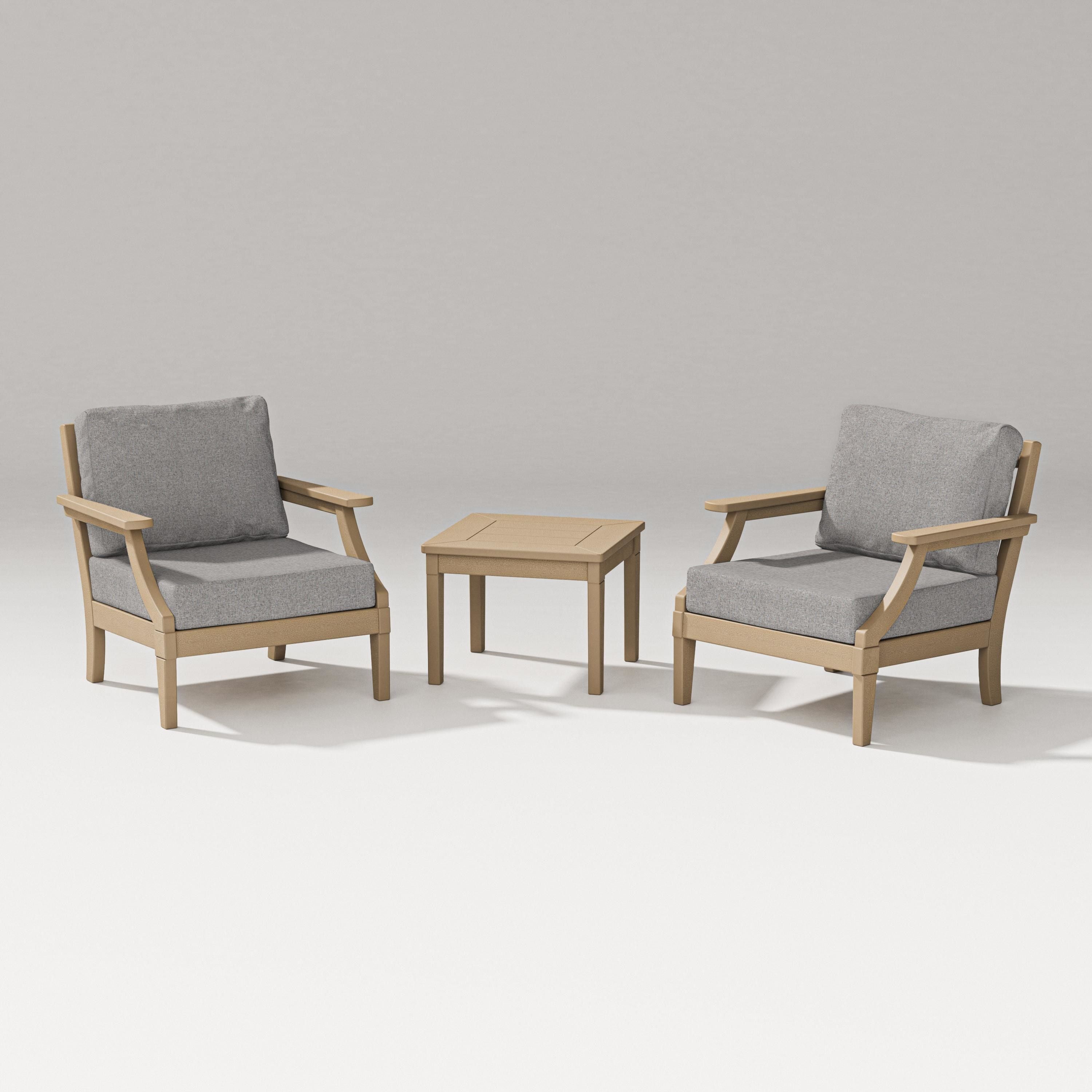 PW Designer Series Estate 3-Piece Lounge Chair Set in Vintage Sahara / Grey Mist