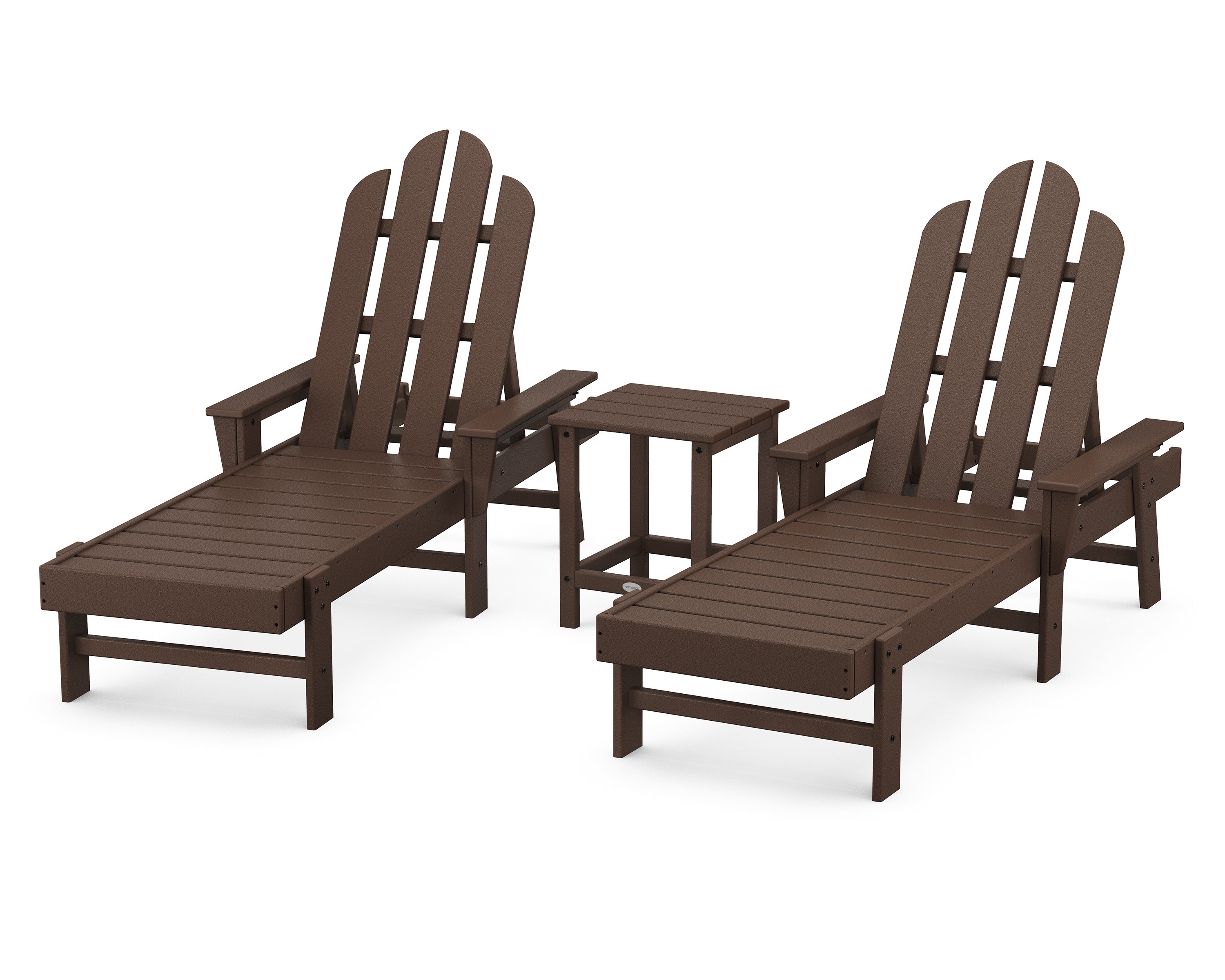 POLYWOOD Long Island Chaise 3-Piece Set in Mahogany