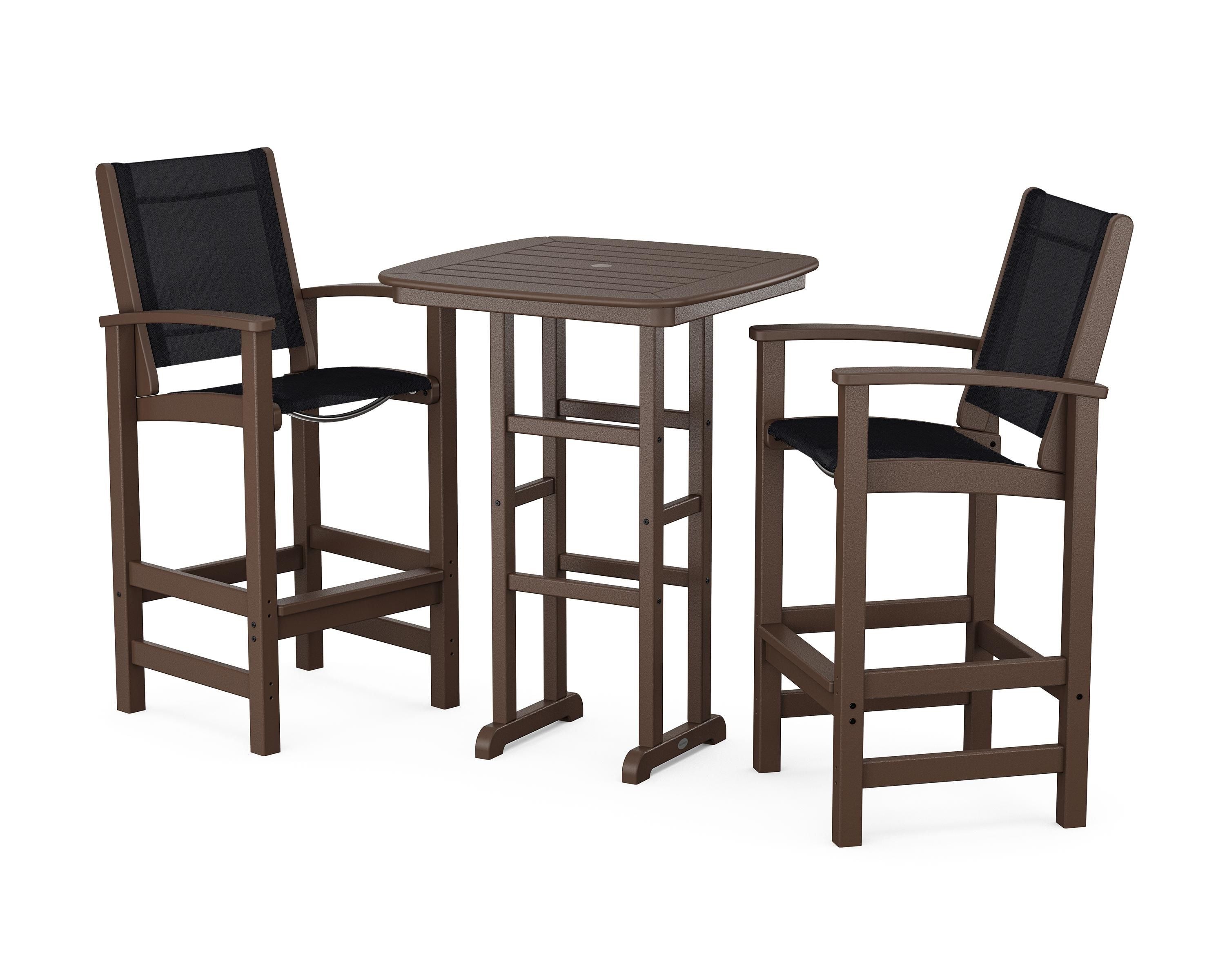 POLYWOOD Coastal 3-Piece Bar Set in Mahogany / Black Sling