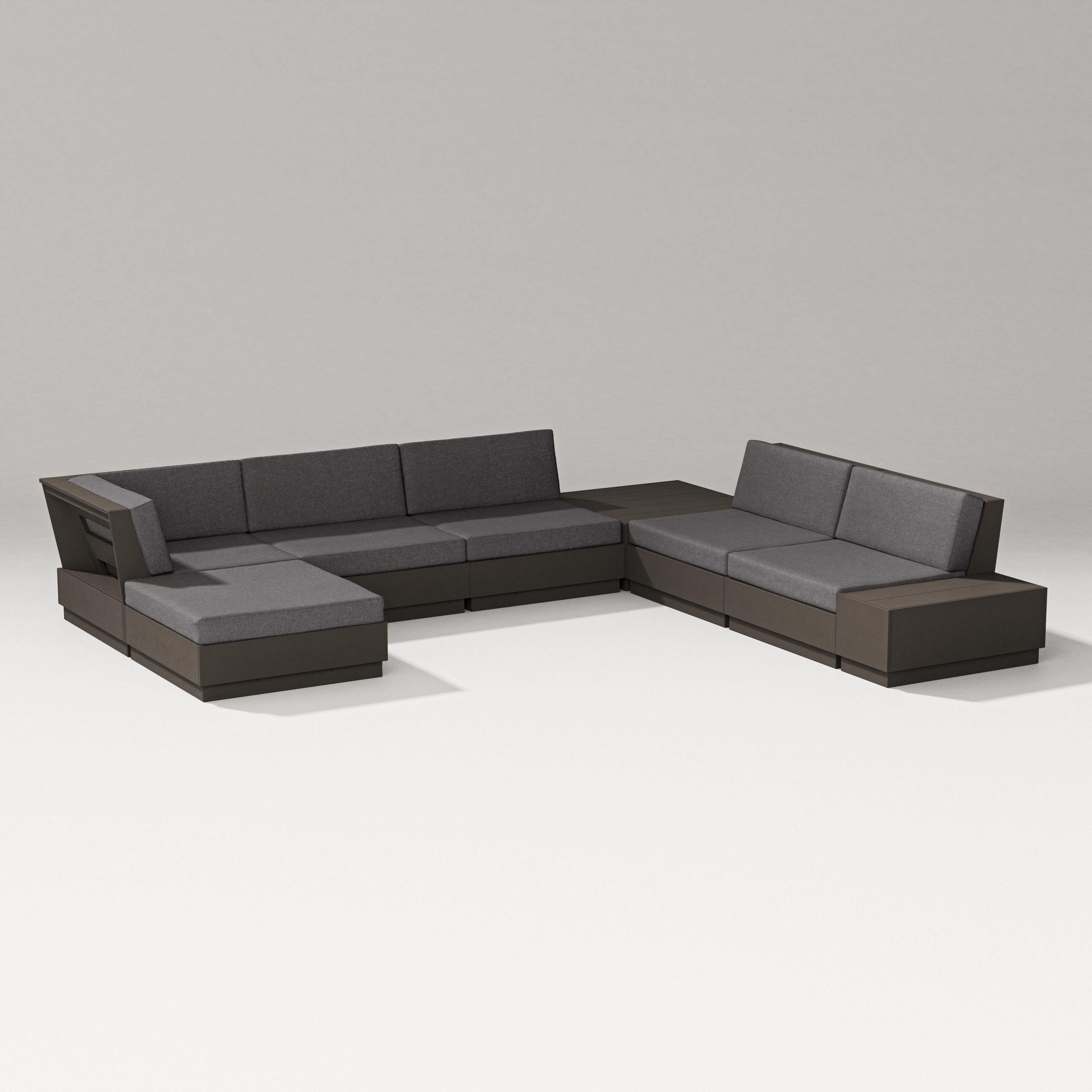 PW Designer Series Elevate 8-Piece Corner Sectional in Vintage Coffee / Ash Charcoal