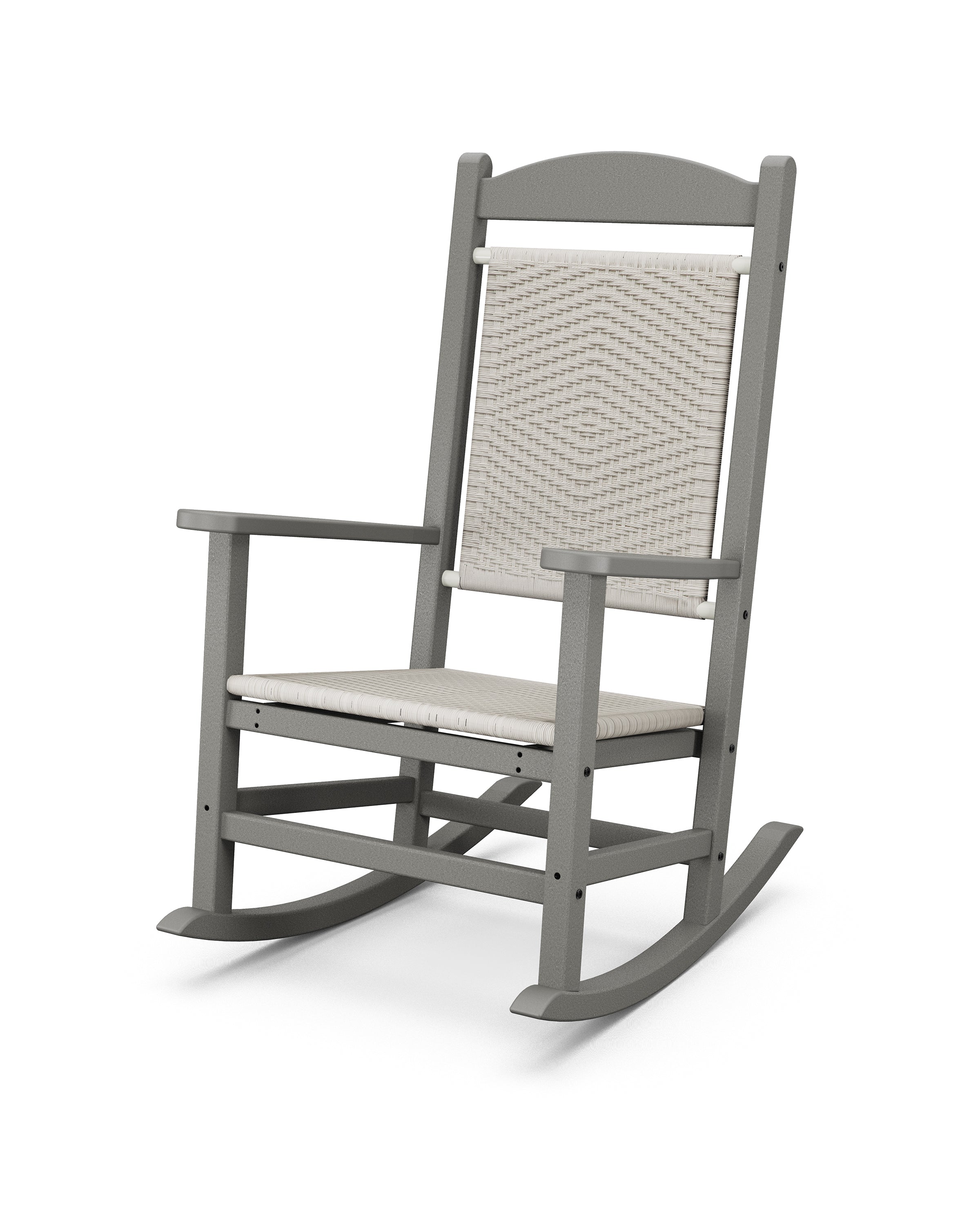 POLYWOOD® Presidential Woven Rocking Chair in Slate Grey / White Loom