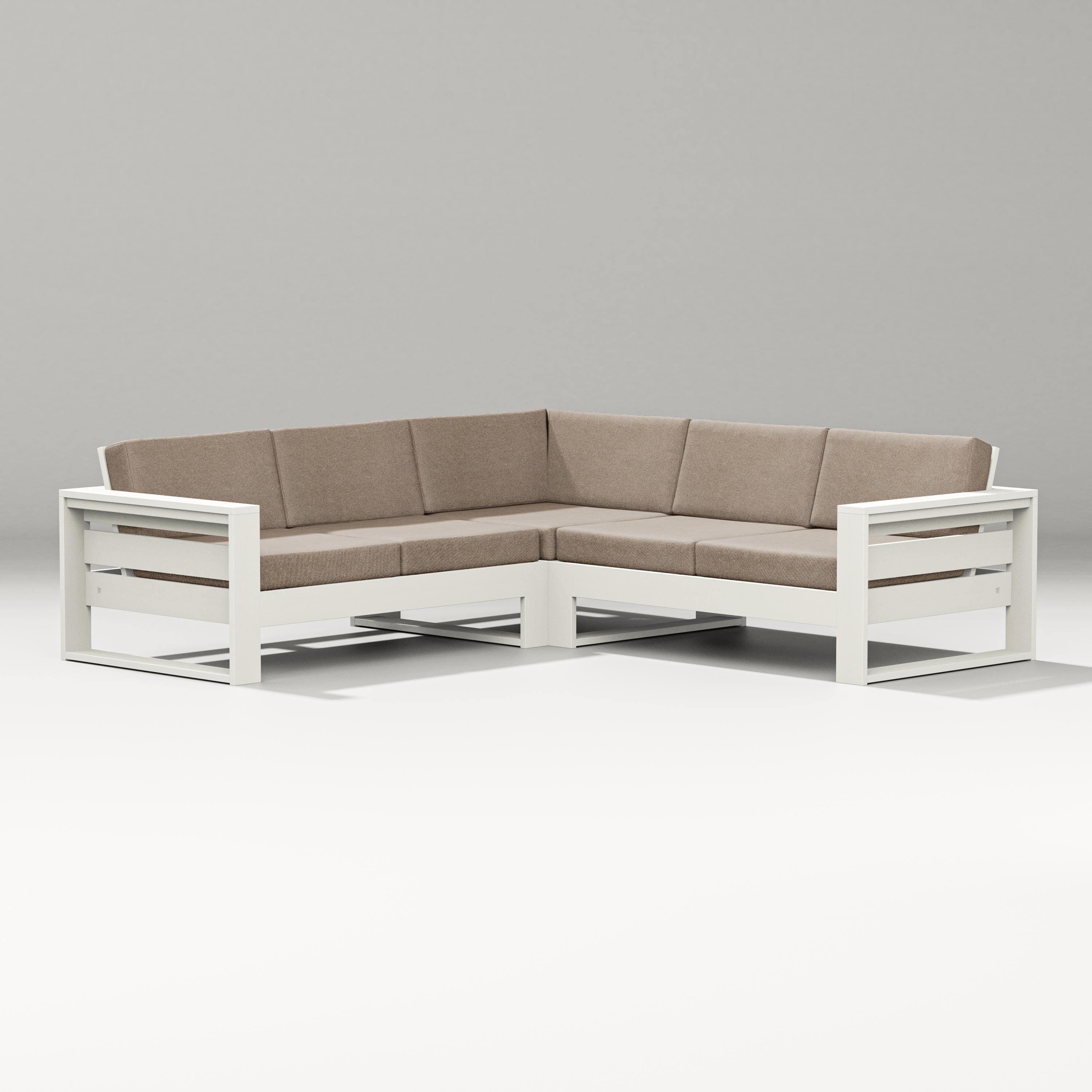 PW Designer Series Latitude Corner Sectional in Vintage White / Spiced Burlap
