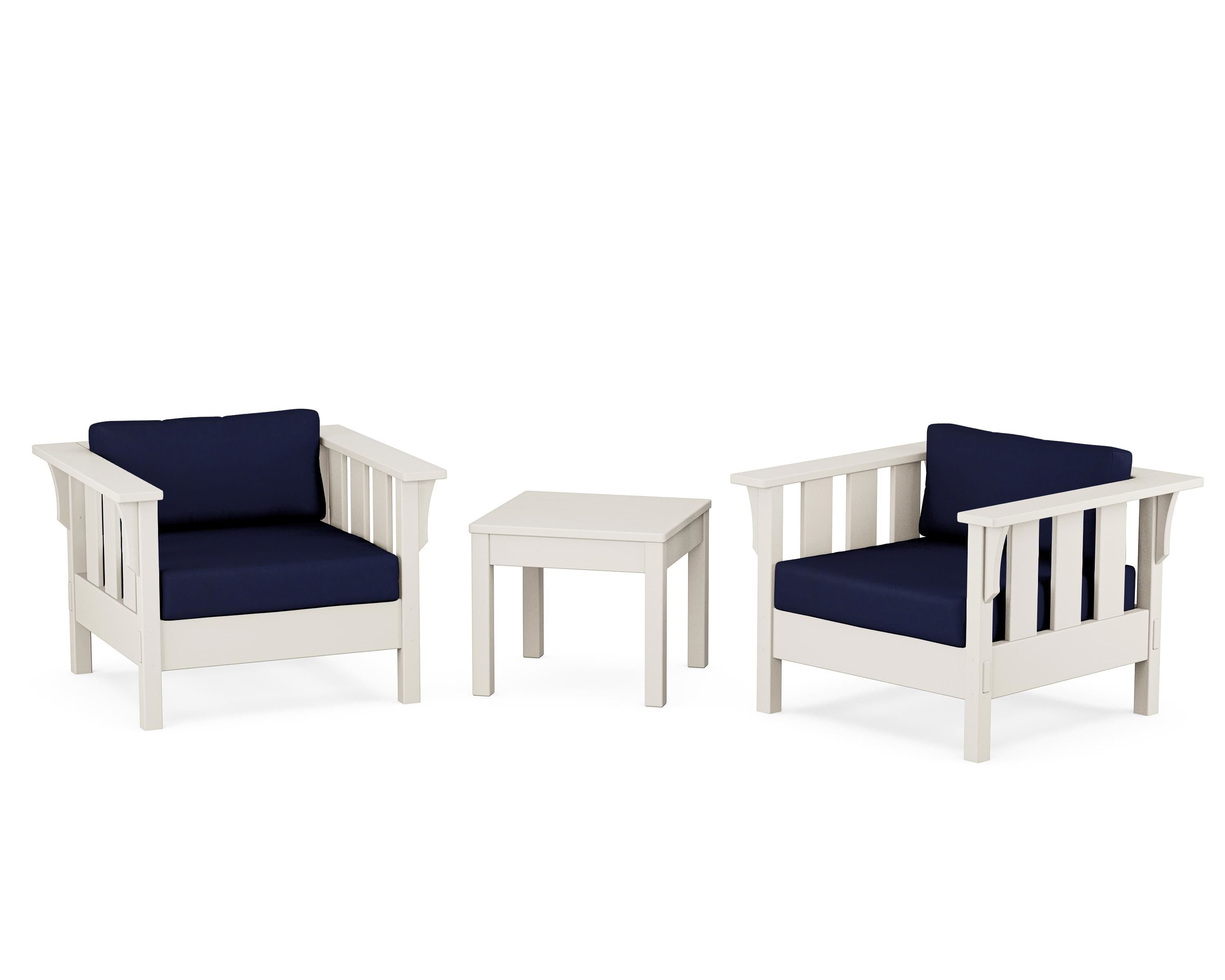 Martha Stewart by POLYWOOD Acadia 3-Piece Deep Seating Set in Sand / Navy