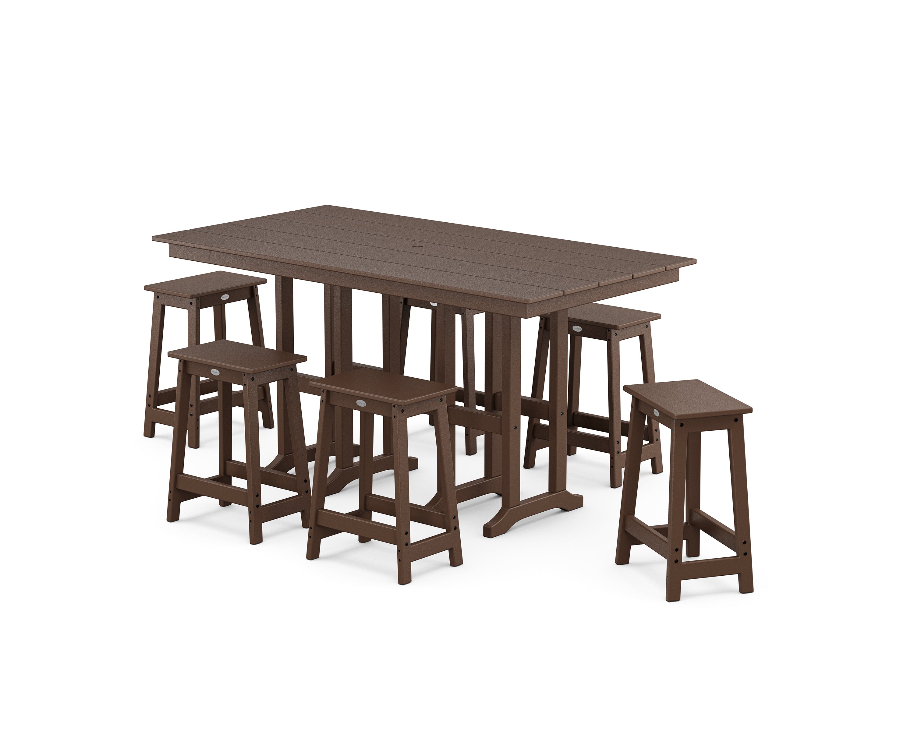 POLYWOOD Modern Studio Counter Stool 7-Piece Set in Mahogany