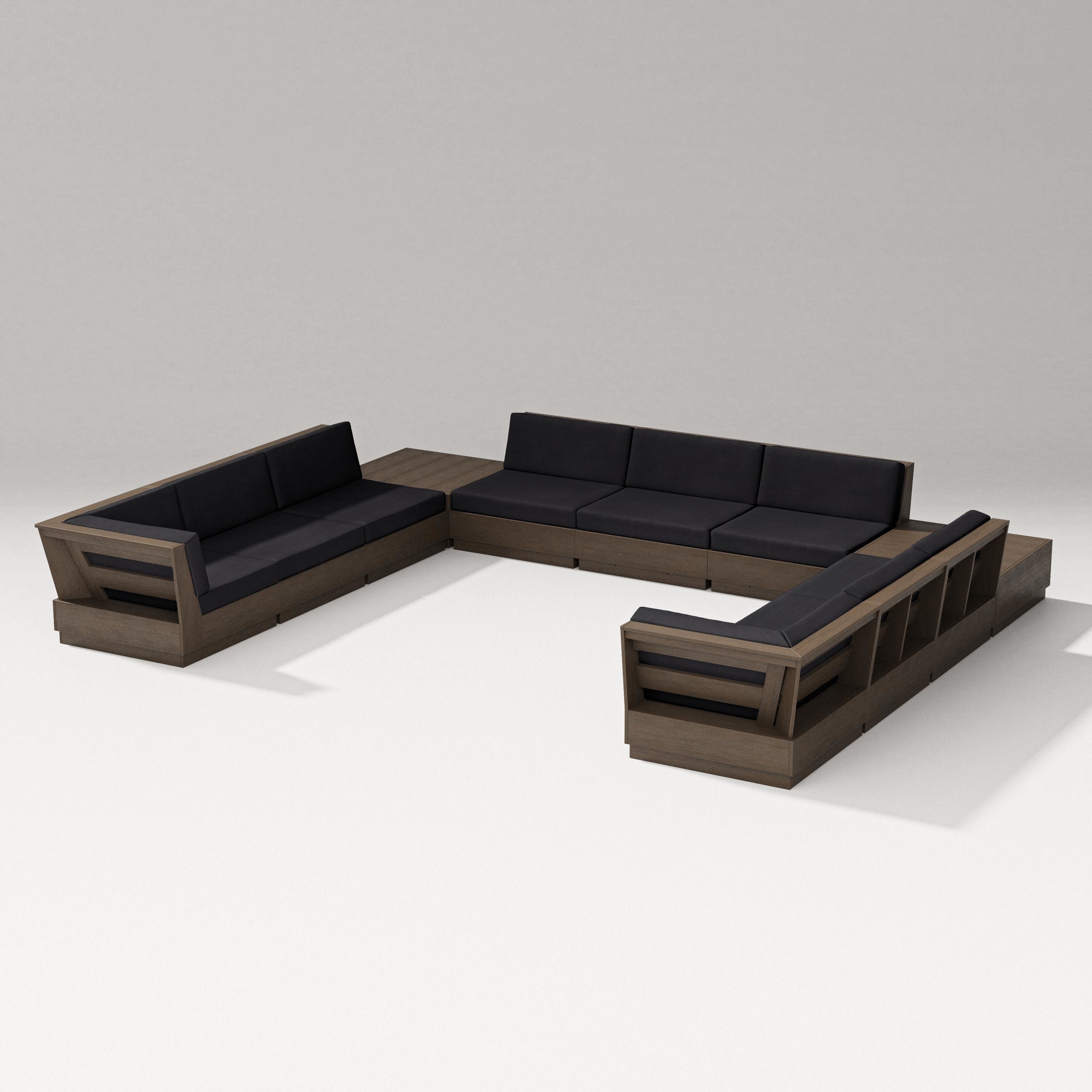 PW Designer Series Elevate 11-Piece U-Shaped Sofa Sectional in Kona / Midnight Linen