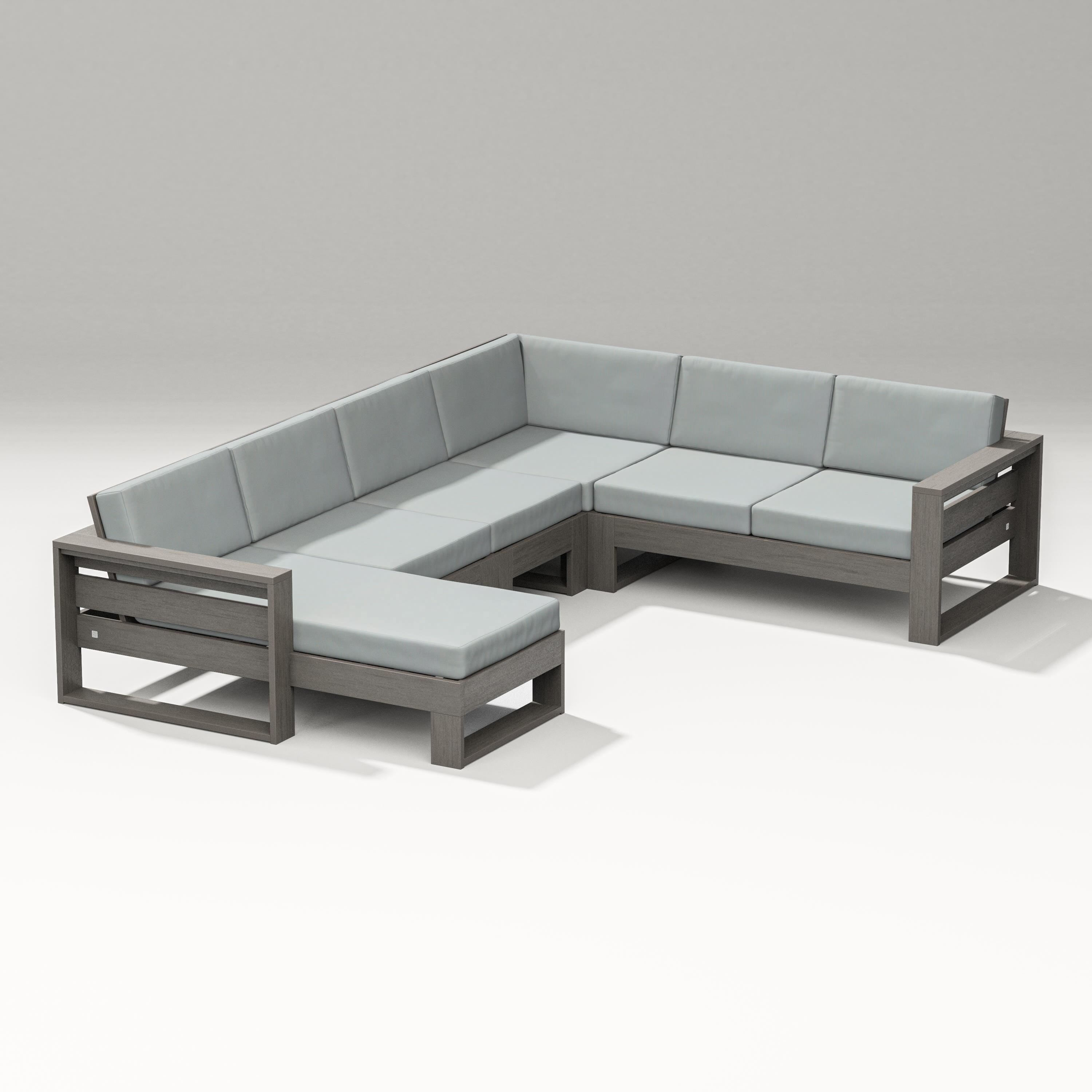 PW Designer Series Latitude Corner Sectional with Left Chaise in Driftwood / Spa