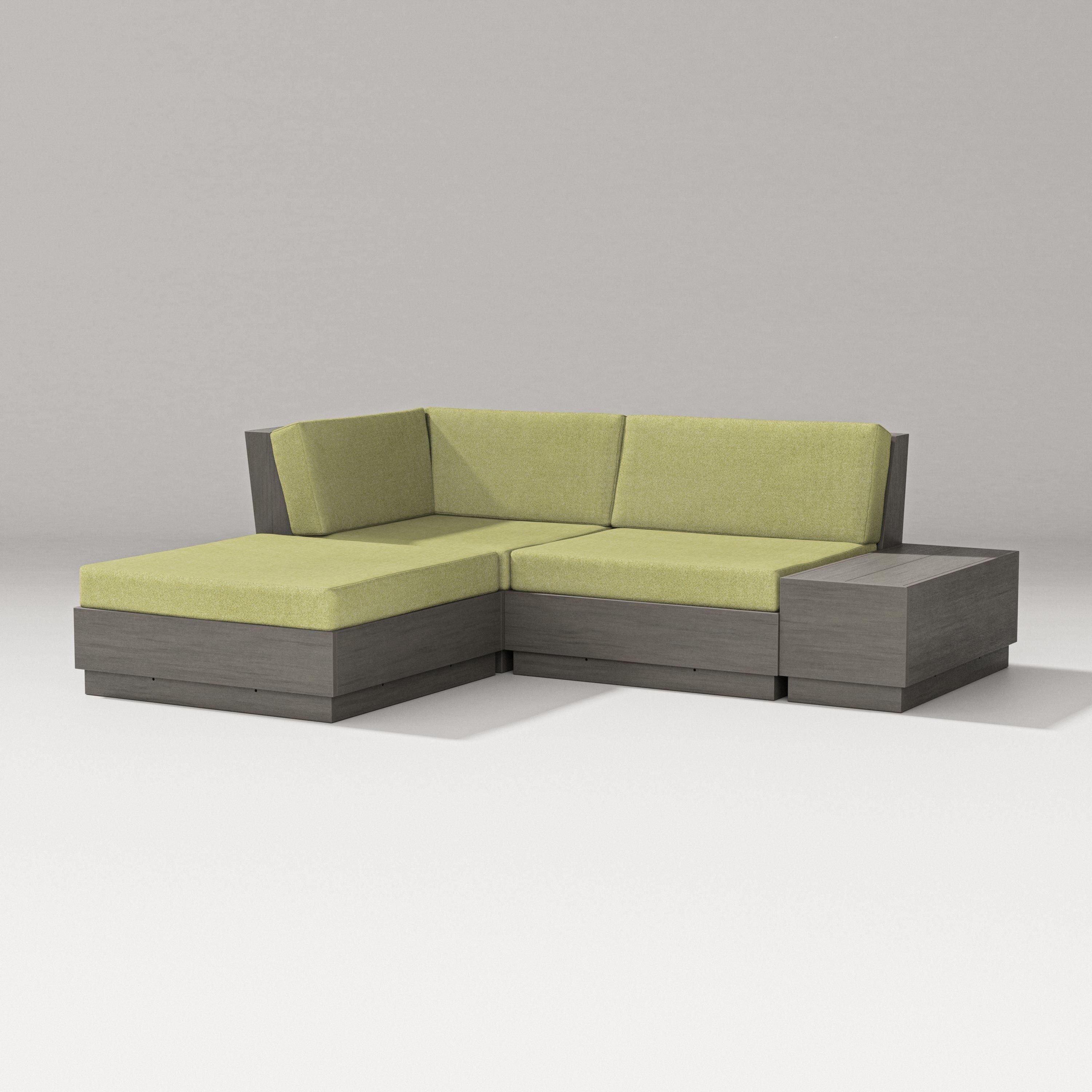 PW Designer Series Elevate Loveseat Sectional with Chaise in Driftwood / Chartreuse Boucle