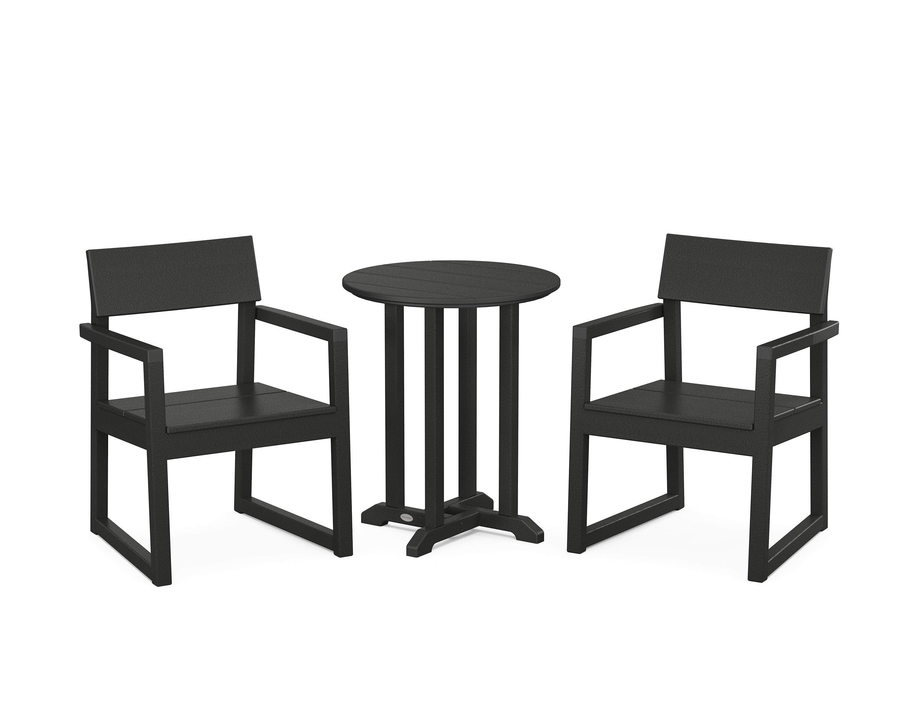 POLYWOOD EDGE 3-Piece Round Bistro Dining Set in Black