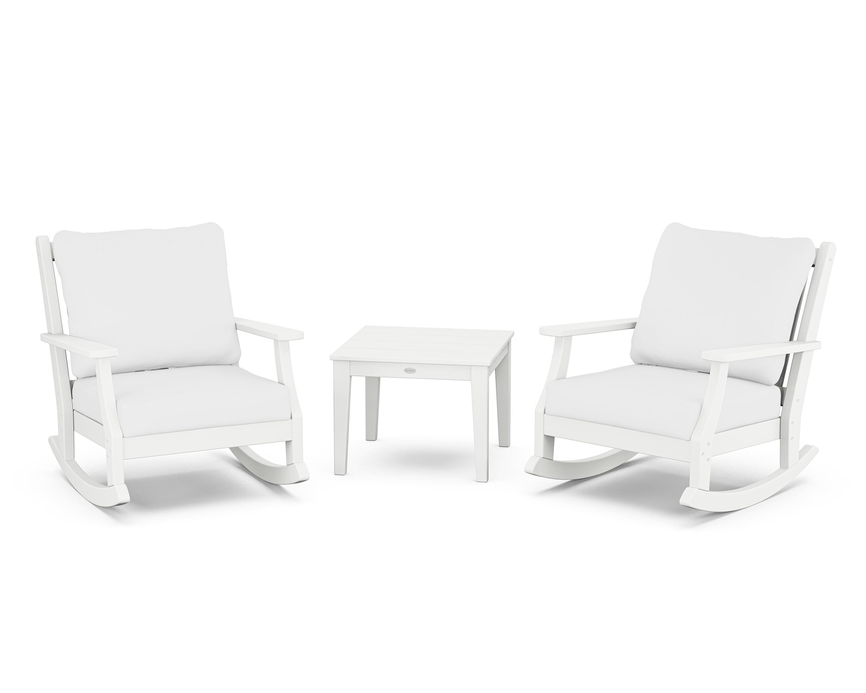 Country Living Wovendale 3-Piece Deep Seating Rocker Set in White / Natural