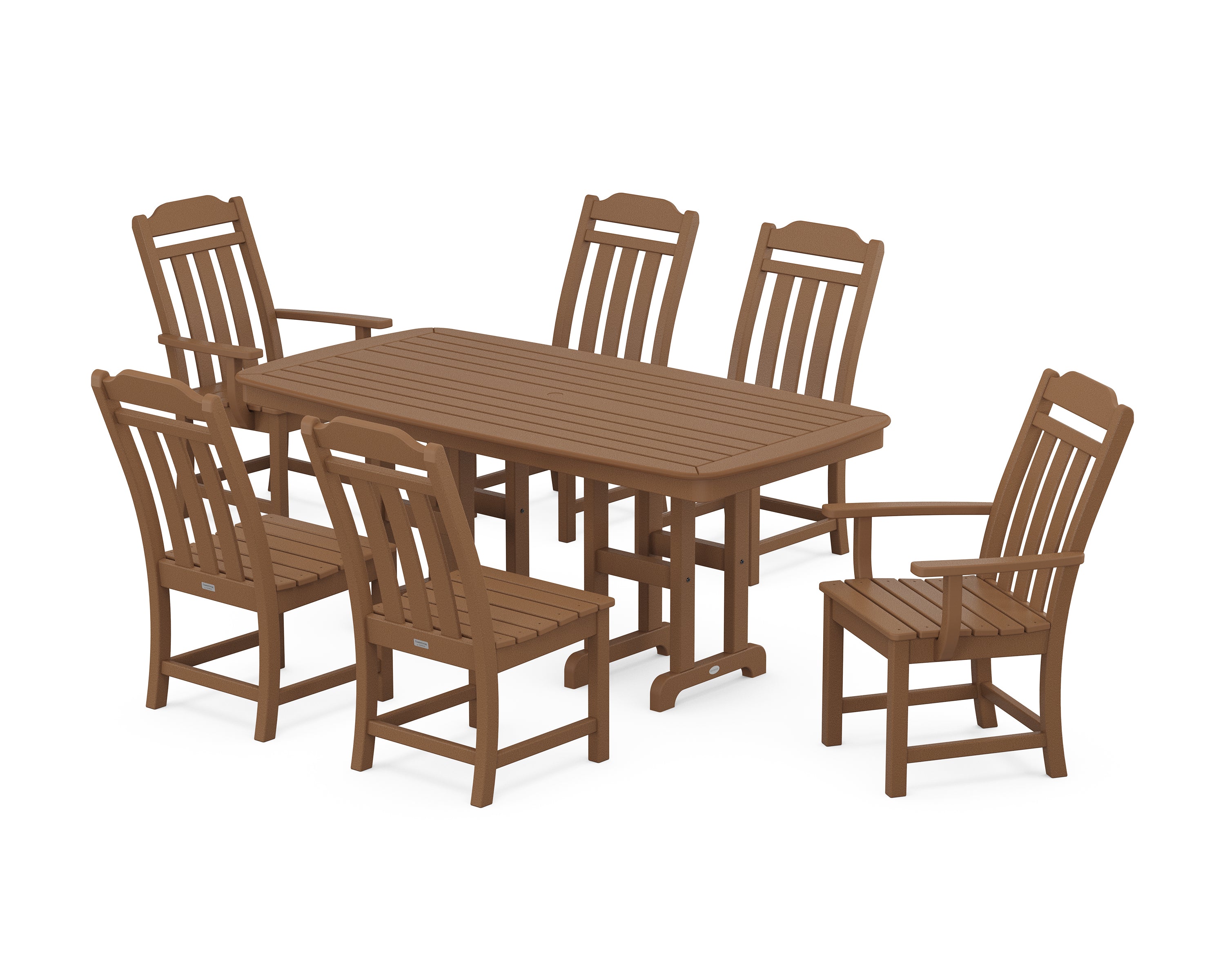Polywood Country Living 7-Piece Dining Set in Teak