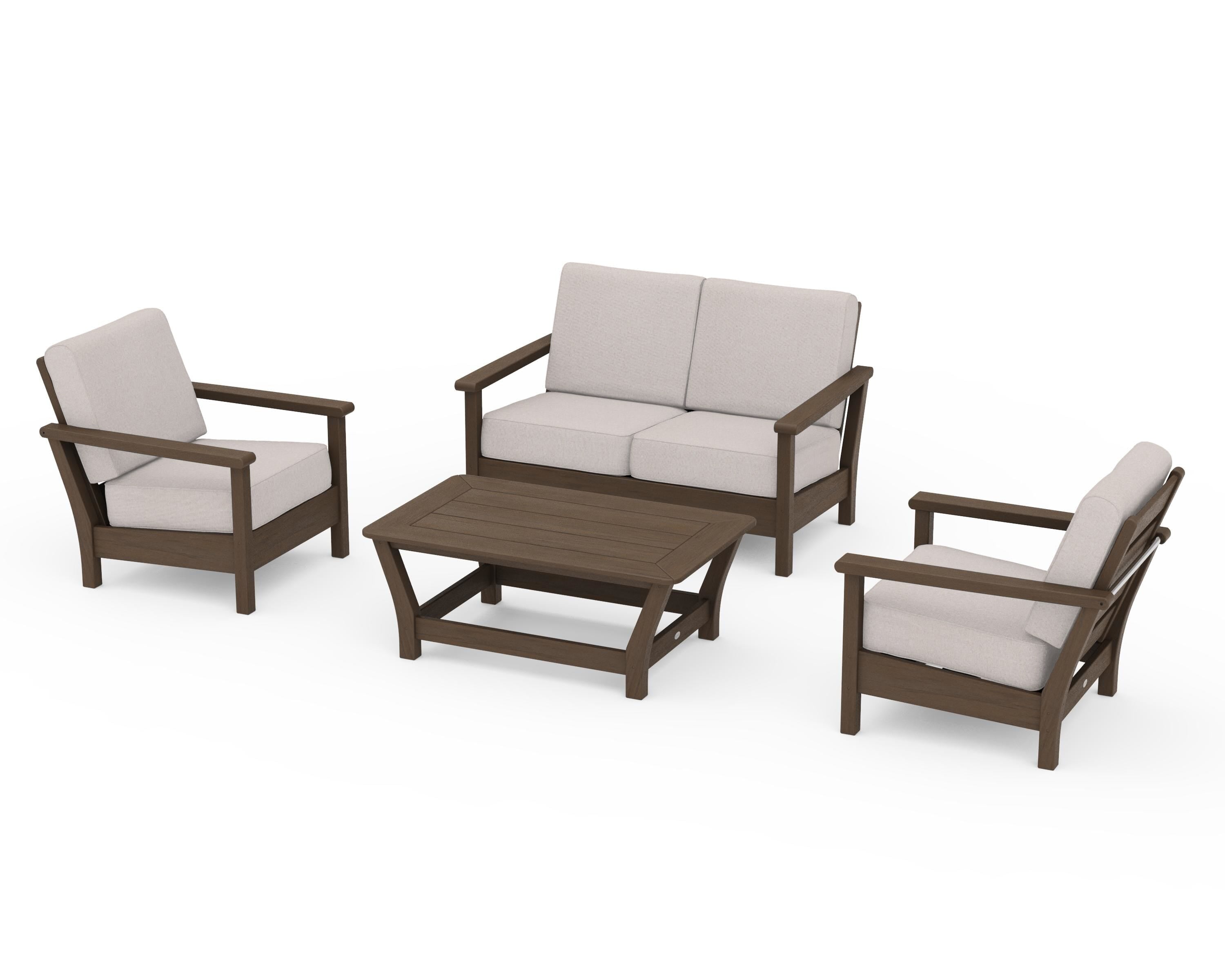 POLYWOOD Harbour 4-Piece Deep Seating Set in Kona / Dune Burlap