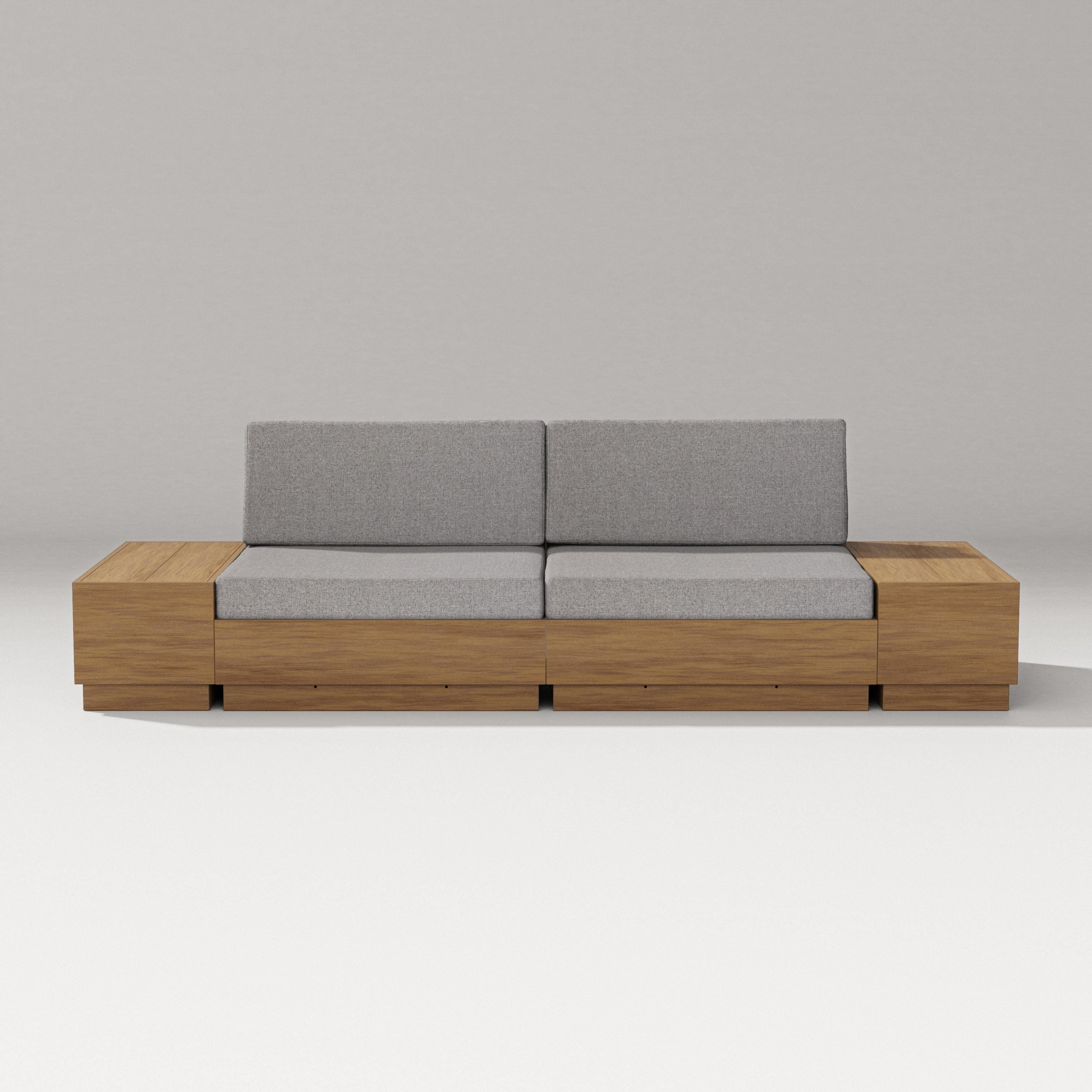 PW Designer Series Elevate 4-Piece Loveseat Sectional in Natural / Grey Mist