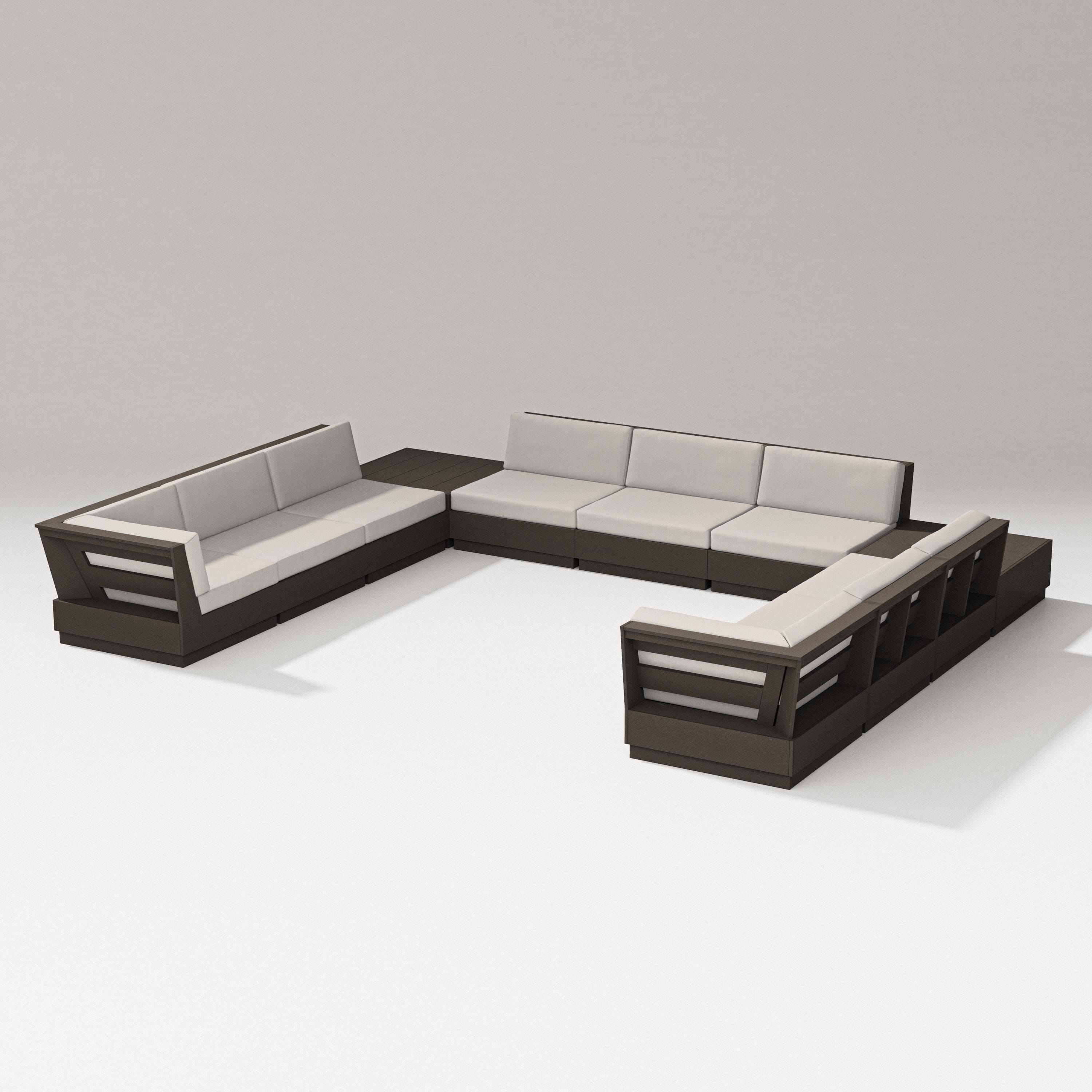 PW Designer Series Elevate 11-Piece U-Shaped Sofa Sectional in Vintage Coffee / Cast Ash