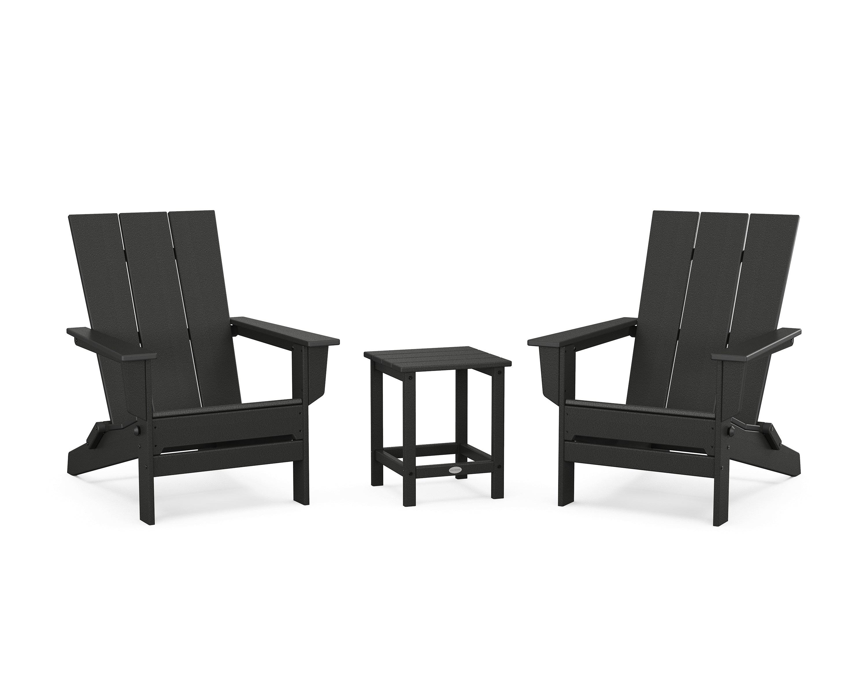 POLYWOOD® 3-Piece Modern Studio Folding Adirondack Set in Black