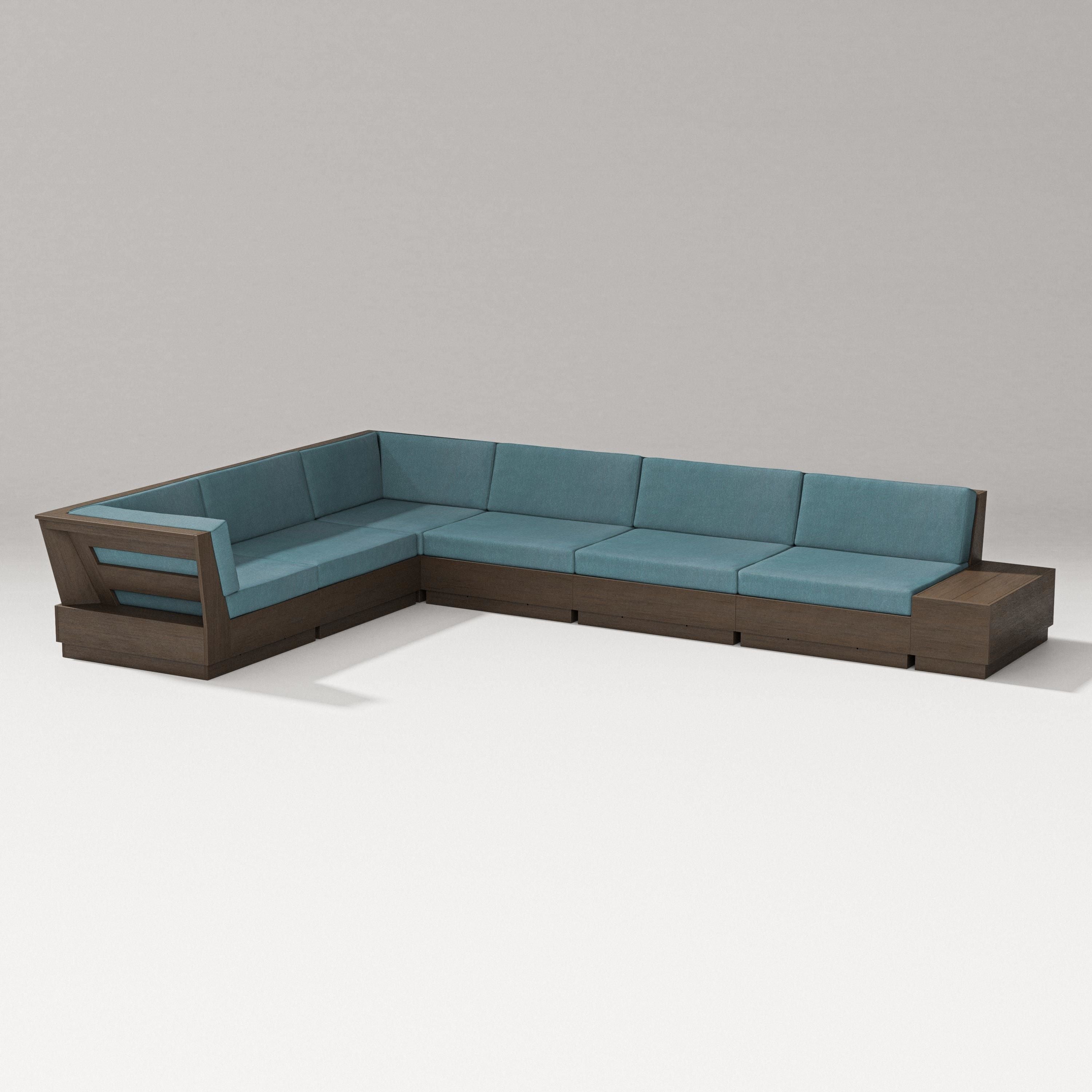 PW Designer Series Elevate 7-Piece Corner Sectional in Kona / Ocean Teal