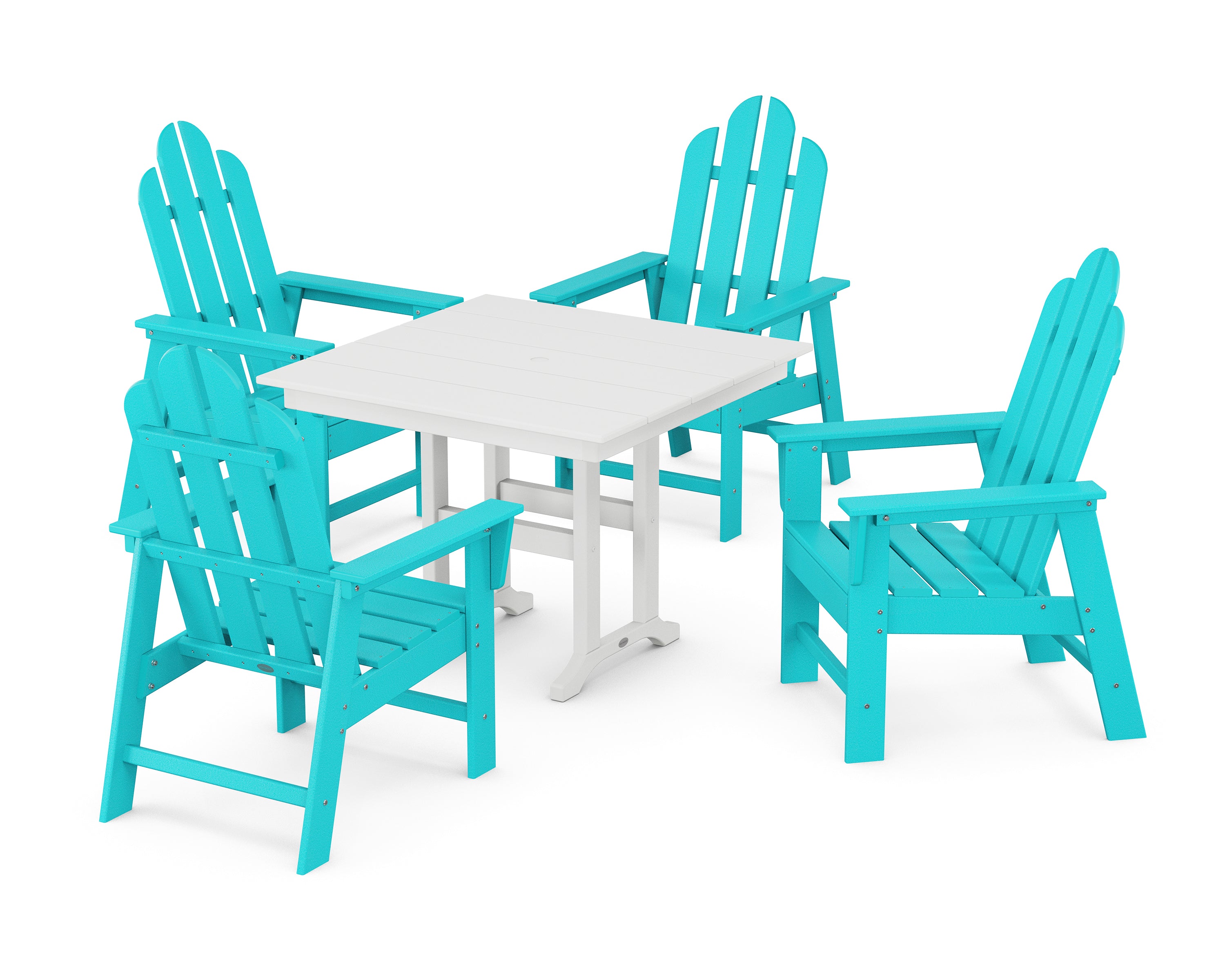 POLYWOOD® Long Island 5-Piece Farmhouse Dining Set in Aruba / White