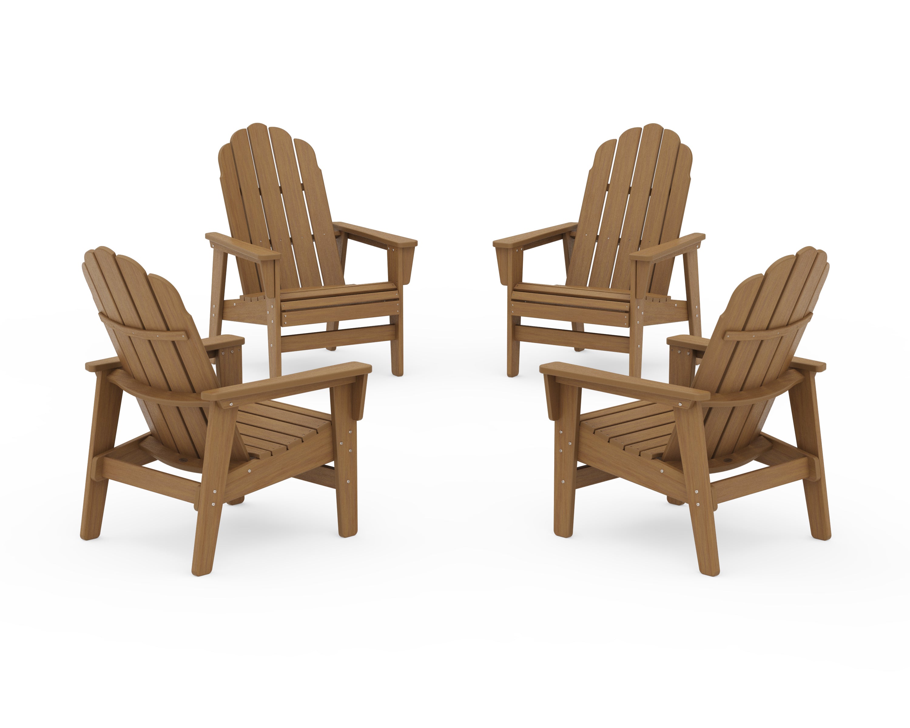 POLYWOOD 4-Piece Vineyard Grand Upright Adirondack Chair Conversation Set in Natural
