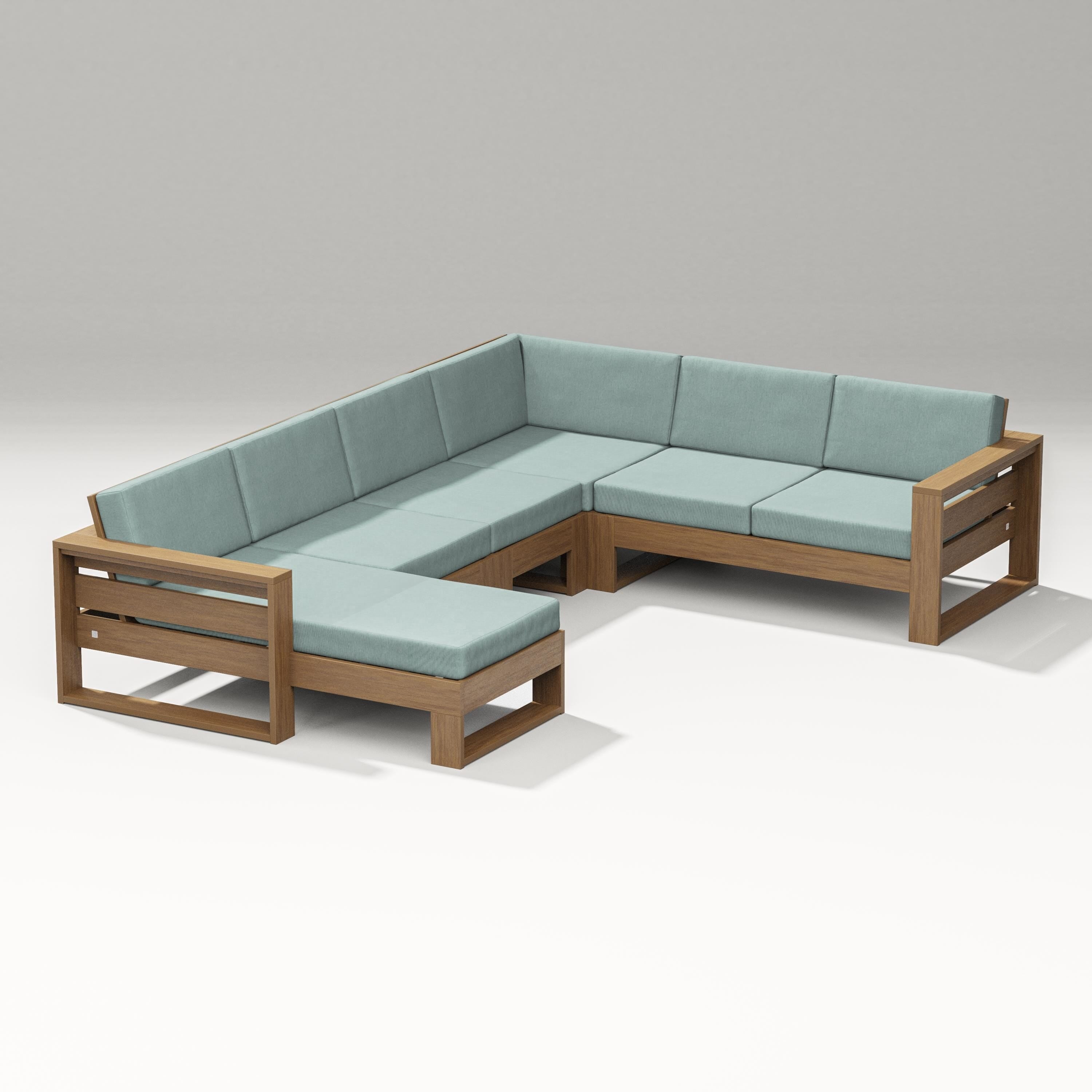 PW Designer Series Latitude Corner Sectional with Left Chaise in Natural / Glacier Spa