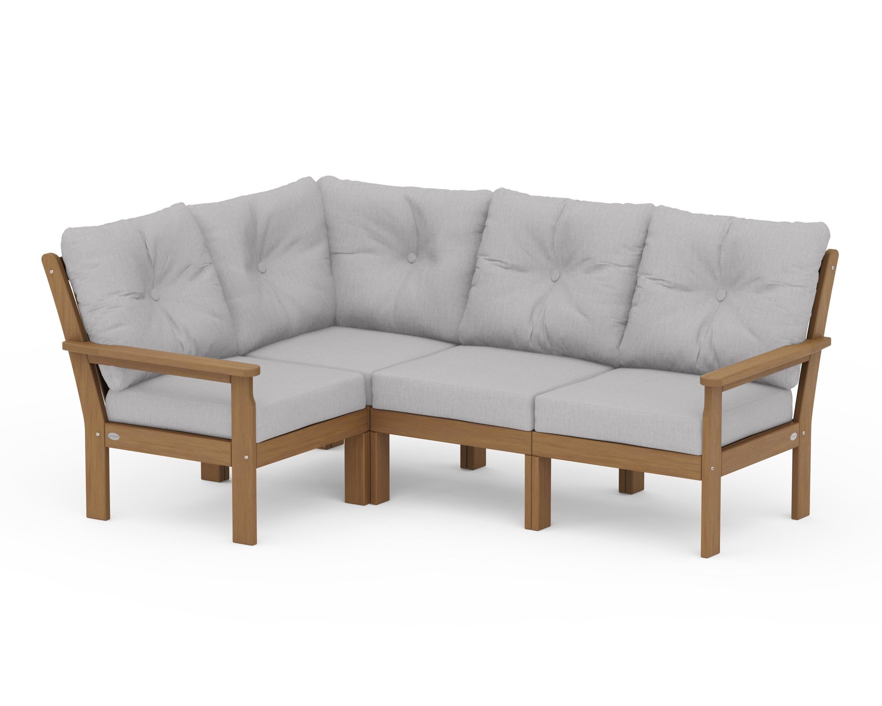 POLYWOOD Vineyard 4-Piece Sectional in Natural / Granite