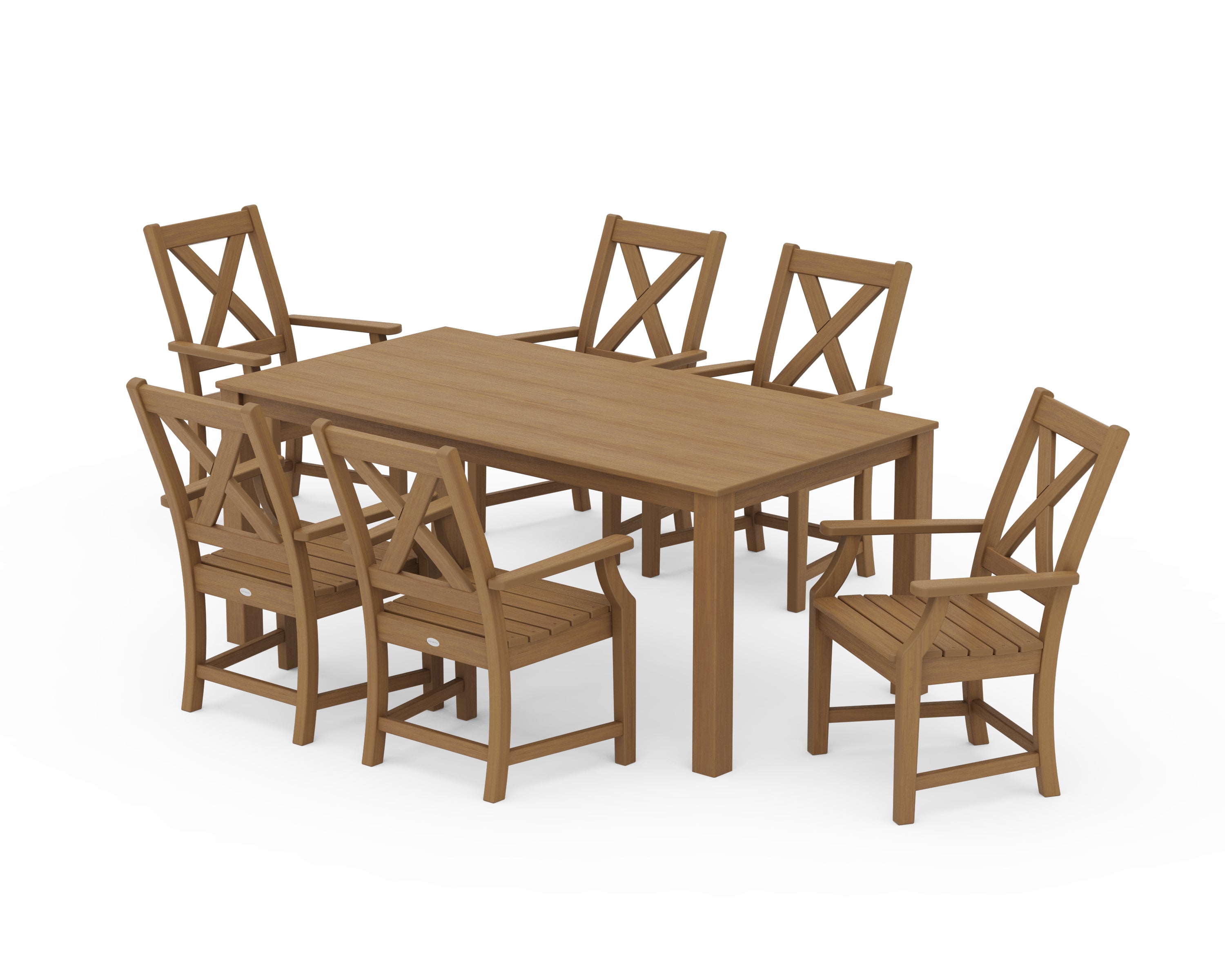 POLYWOOD Braxton Arm Chair 7-Piece Parsons Dining Set in Natural