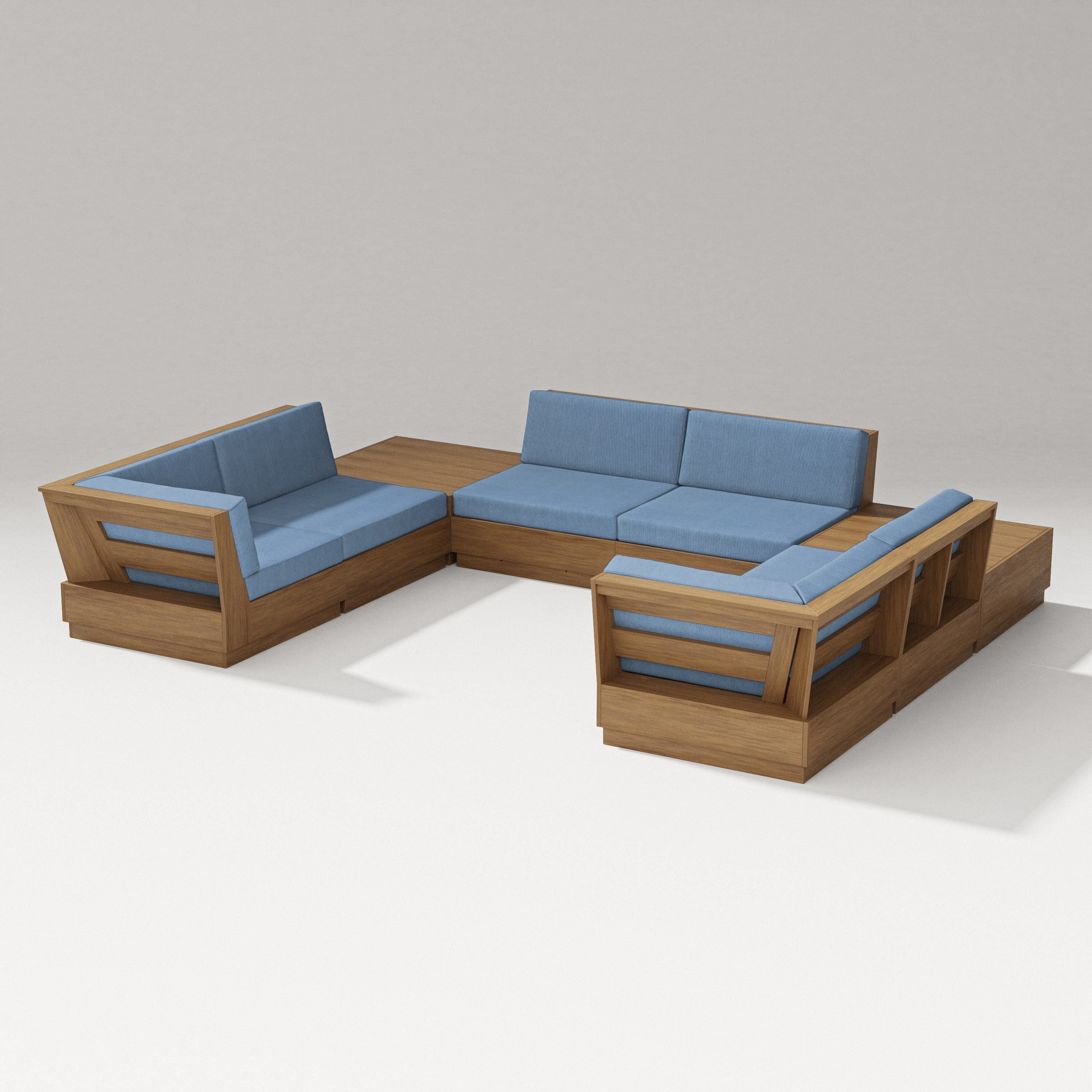 PW Designer Series Elevate 8-Piece U-Shaped Sectional in Natural / Sky Blue