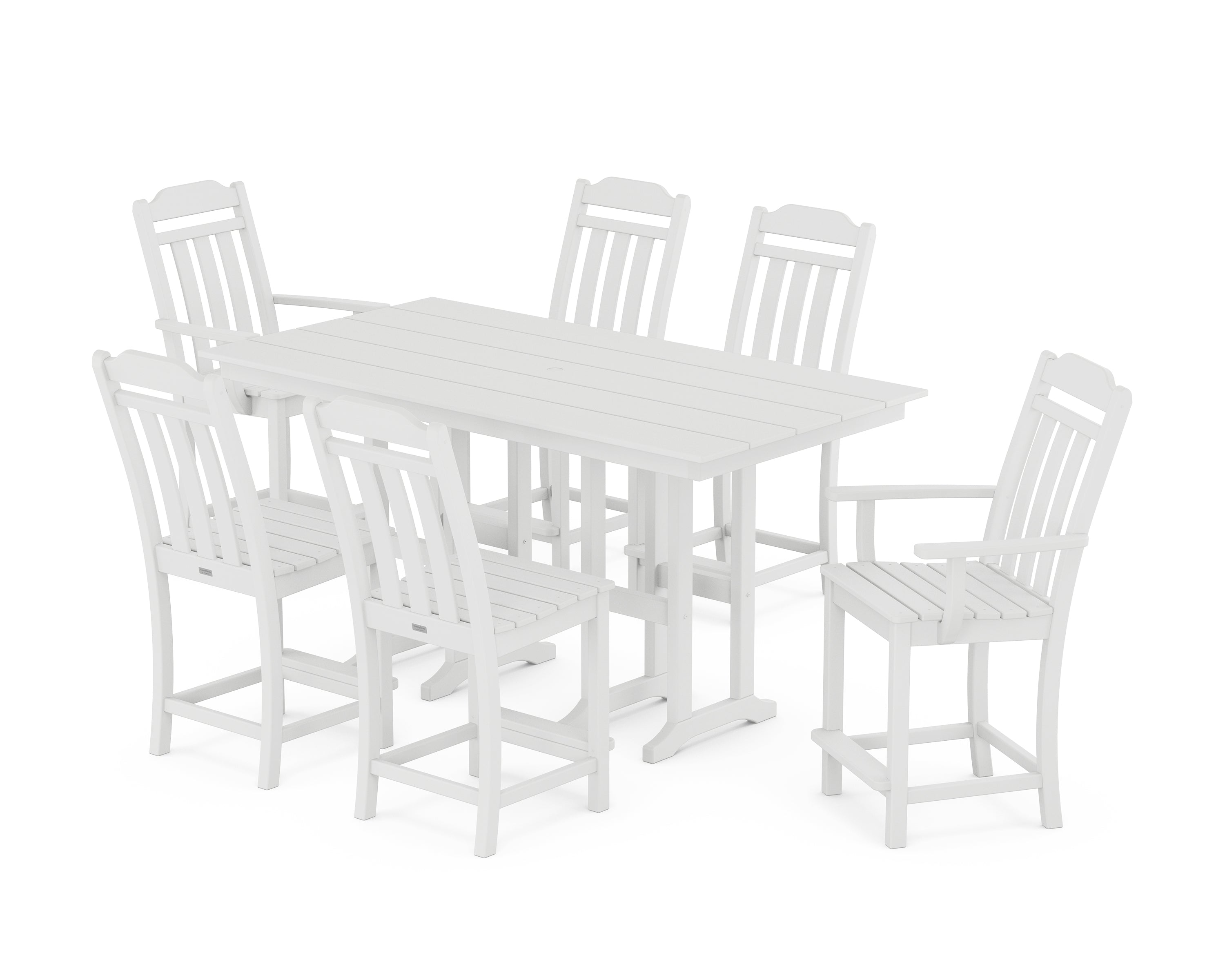 POLYWOOD Country Living 7-Piece Farmhouse Counter Set in White