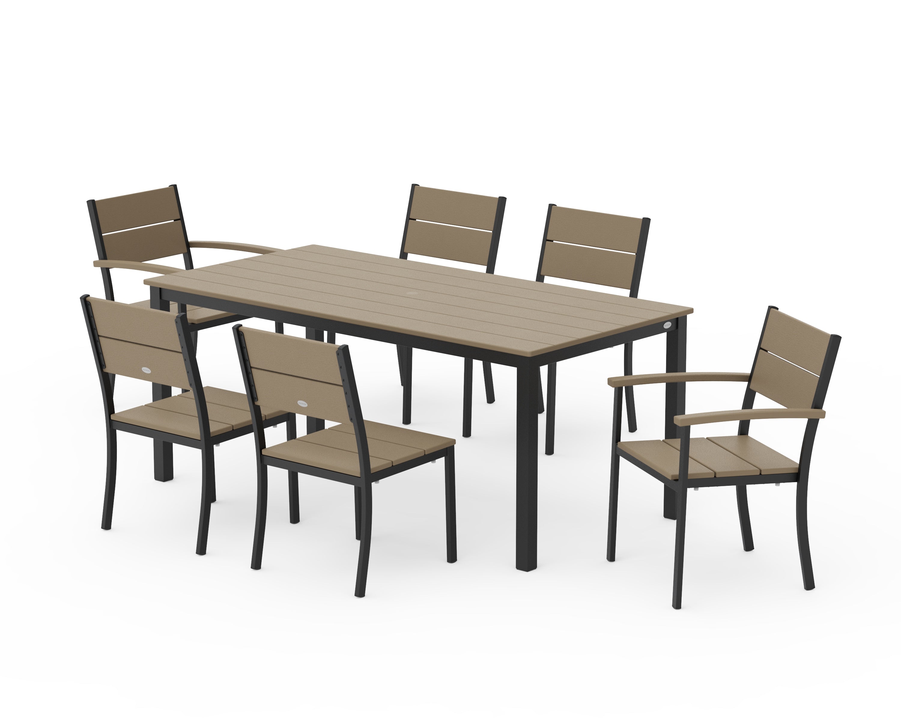 POLYWOOD Main Street 7-Piece Dining Set in Black / Vintage Sahara