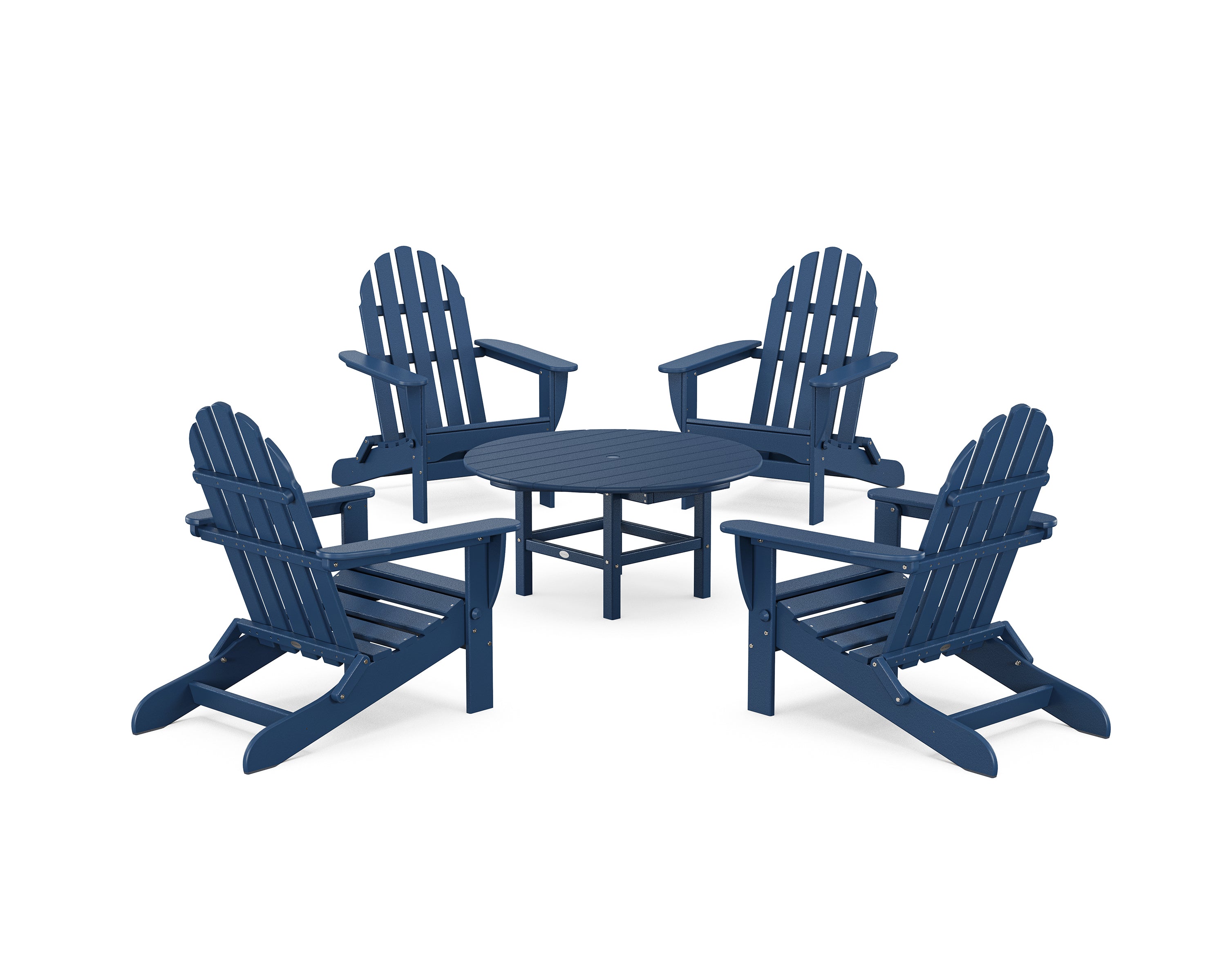 POLYWOOD® Classic Folding Adirondack 5-Piece Conversation Group in Navy