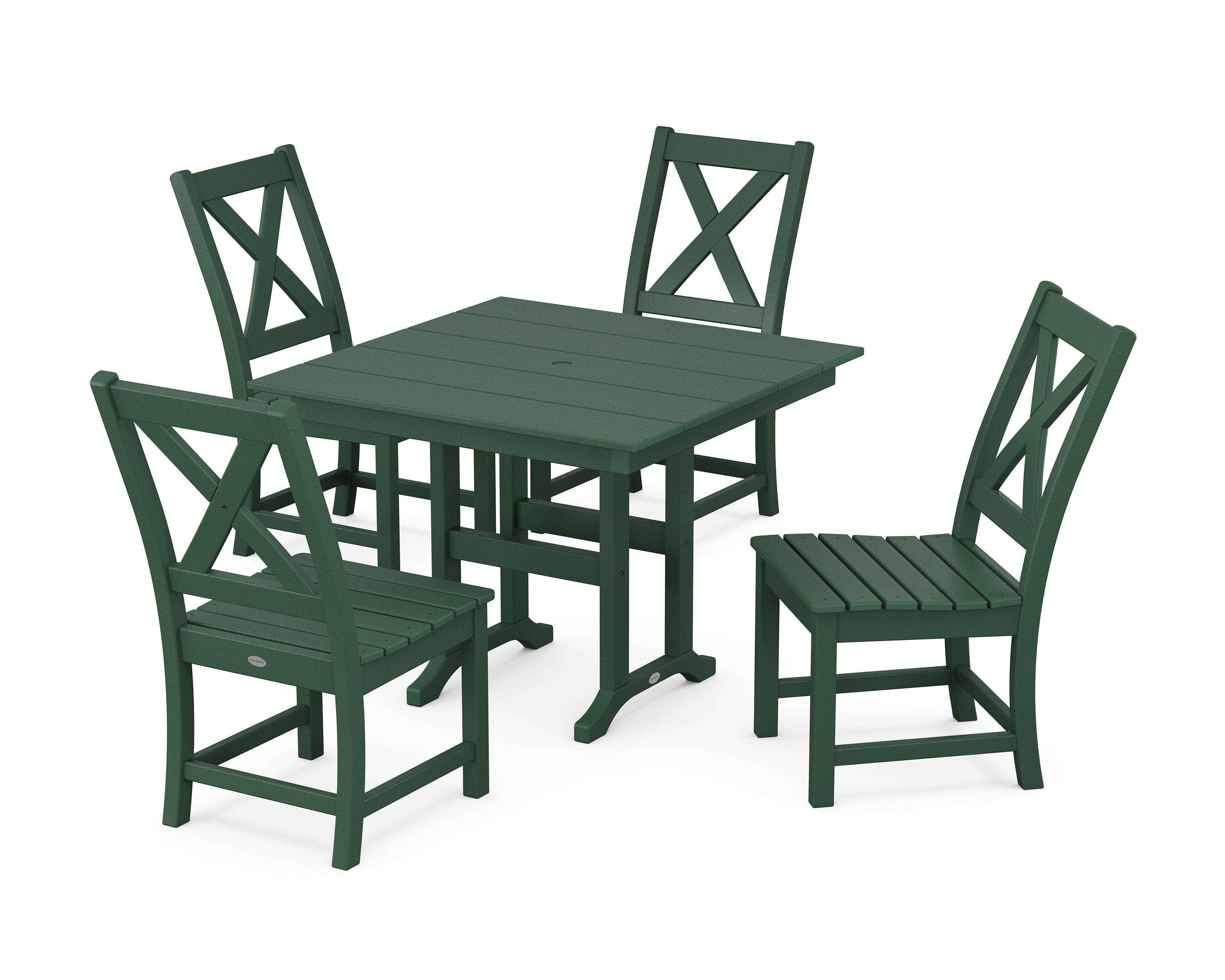 POLYWOOD® Braxton Side Chair 5-Piece Farmhouse Dining Set in Green