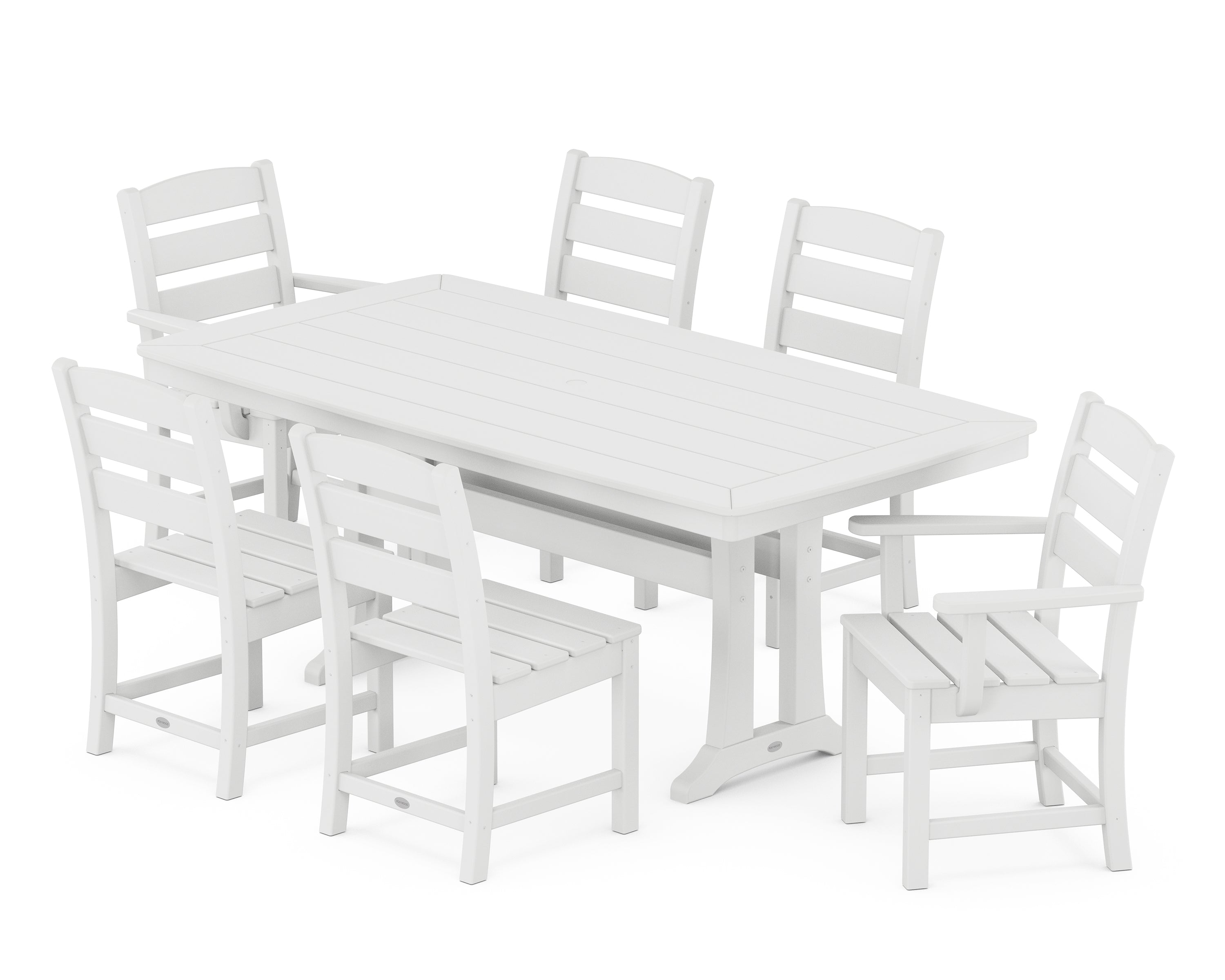 POLYWOOD Lakeside 7-Piece Dining Set with Trestle Legs in White