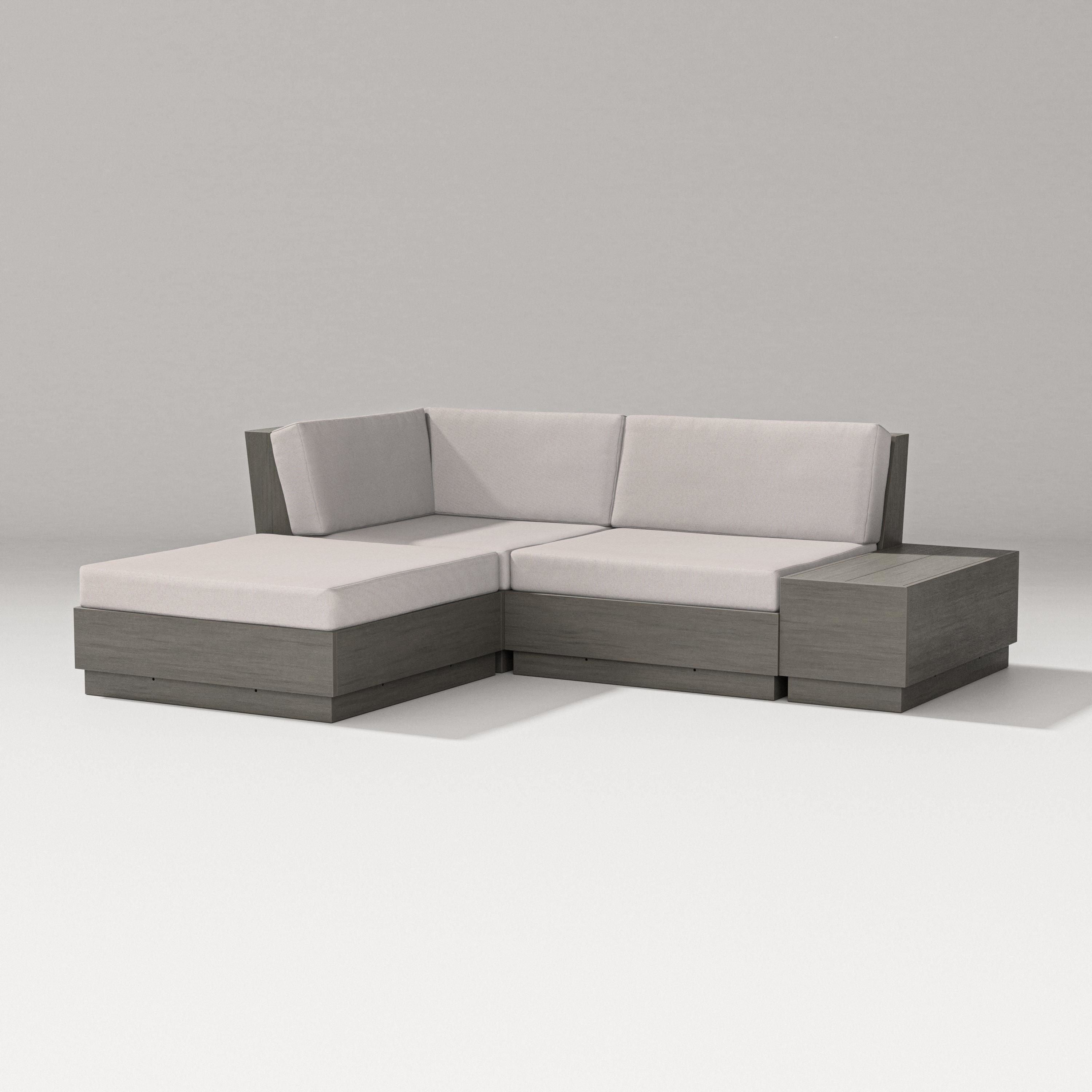 PW Designer Series Elevate Loveseat Sectional with Chaise in Driftwood / Dune Burlap