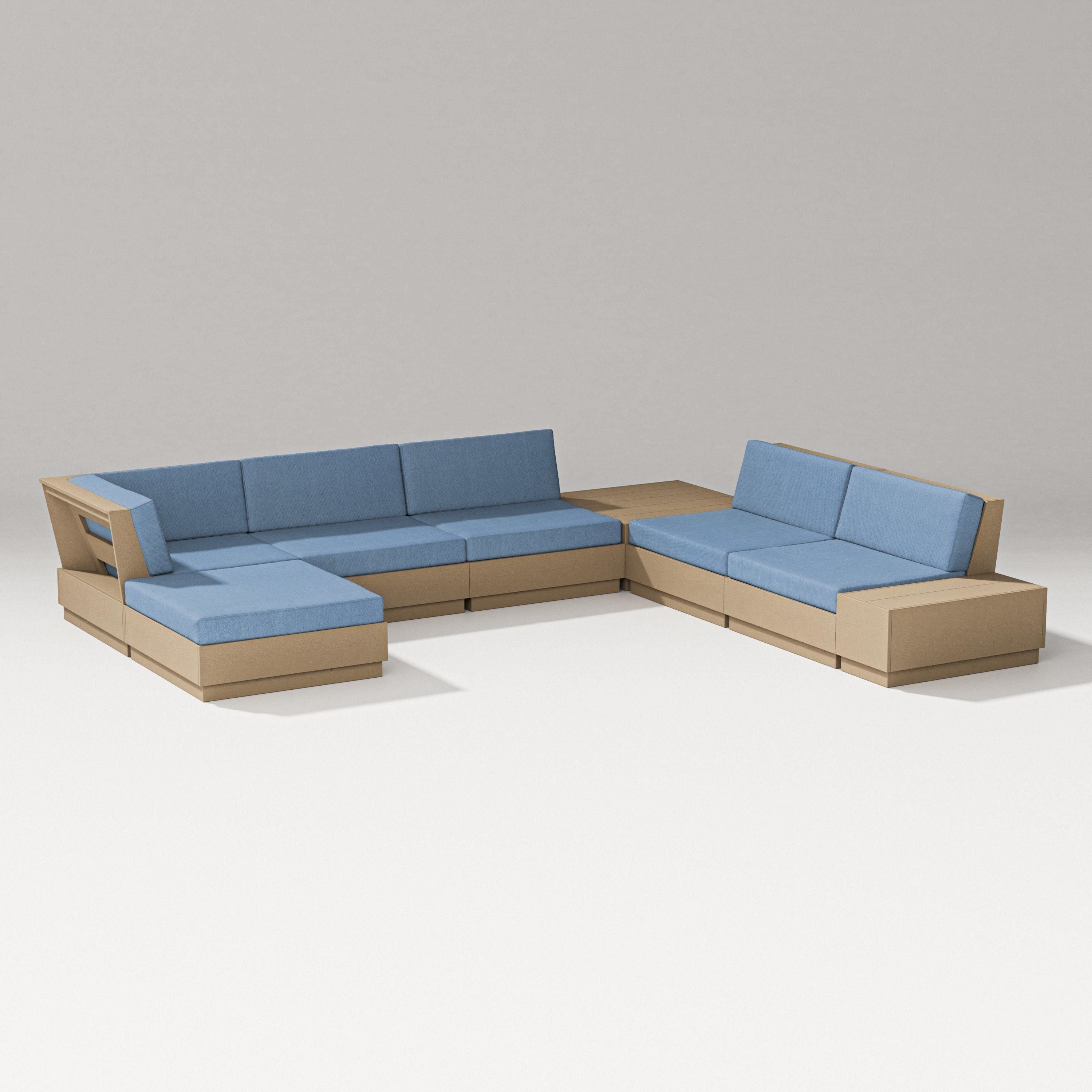 PW Designer Series Elevate 8-Piece Corner Sectional in Vintage Sahara / Sky Blue