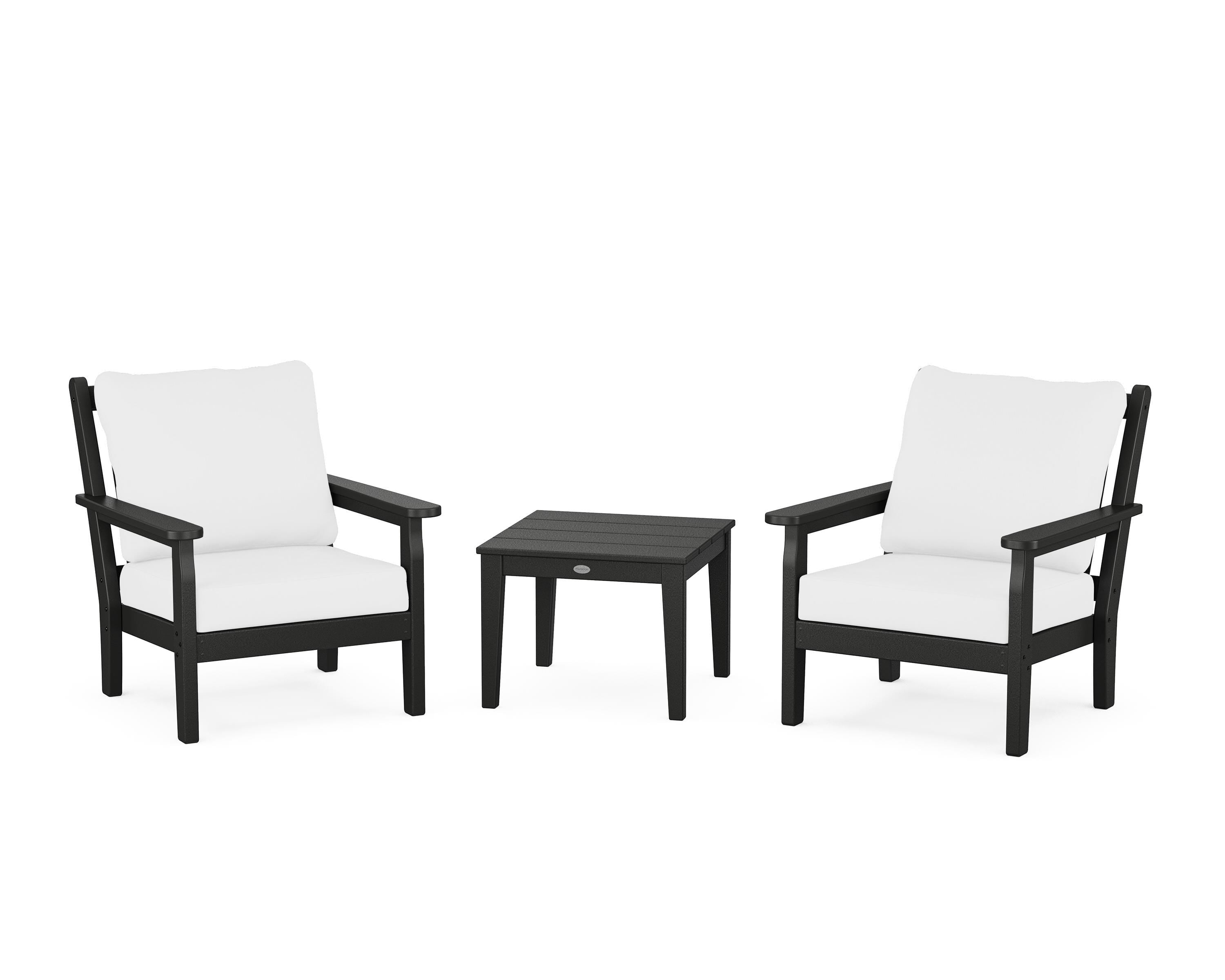 POLYWOOD Chippendale 3-Piece Deep Seating Set in Black / Natural