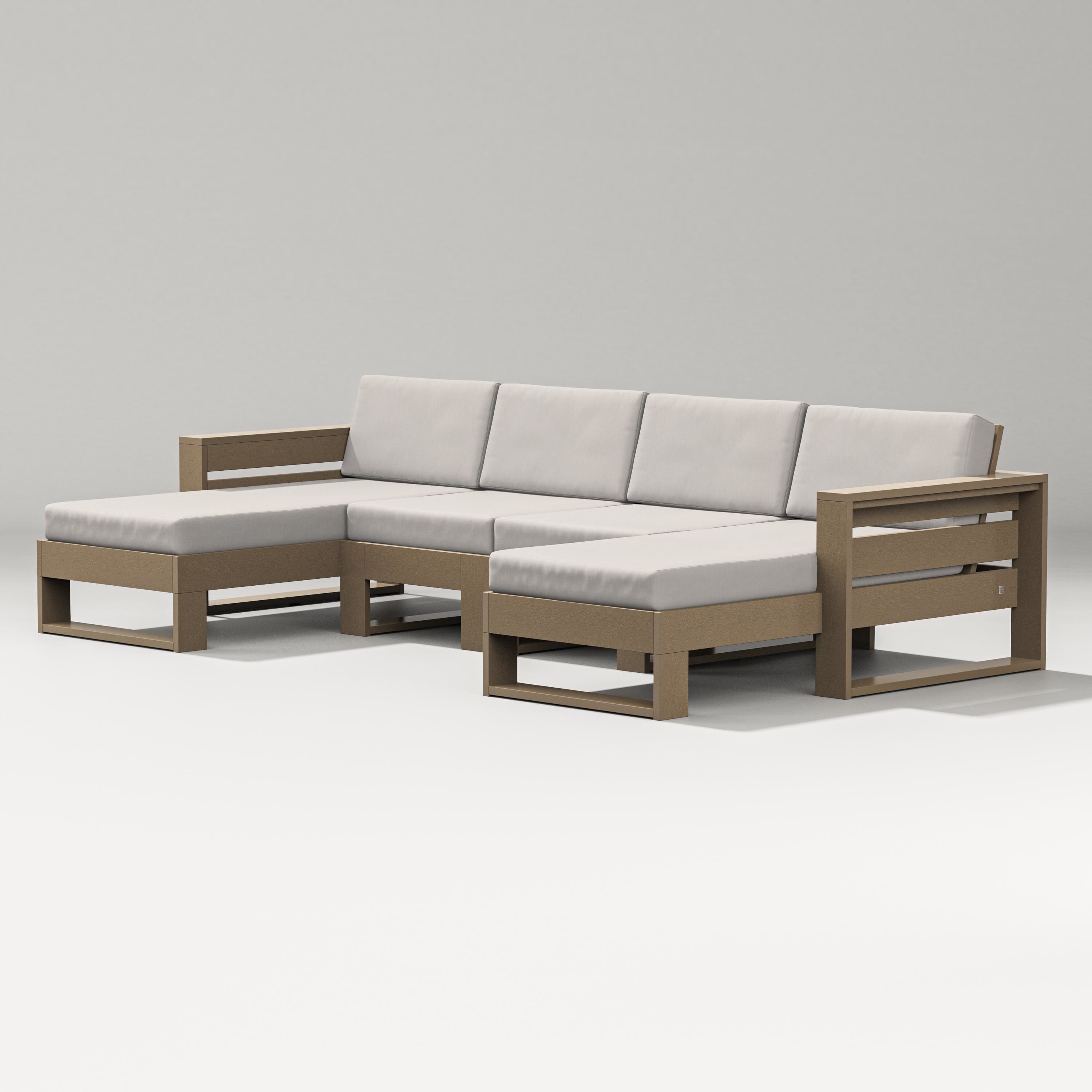 PW Designer Series Latitude Double Chaise Sectional in Vintage Sahara / Cast Ash