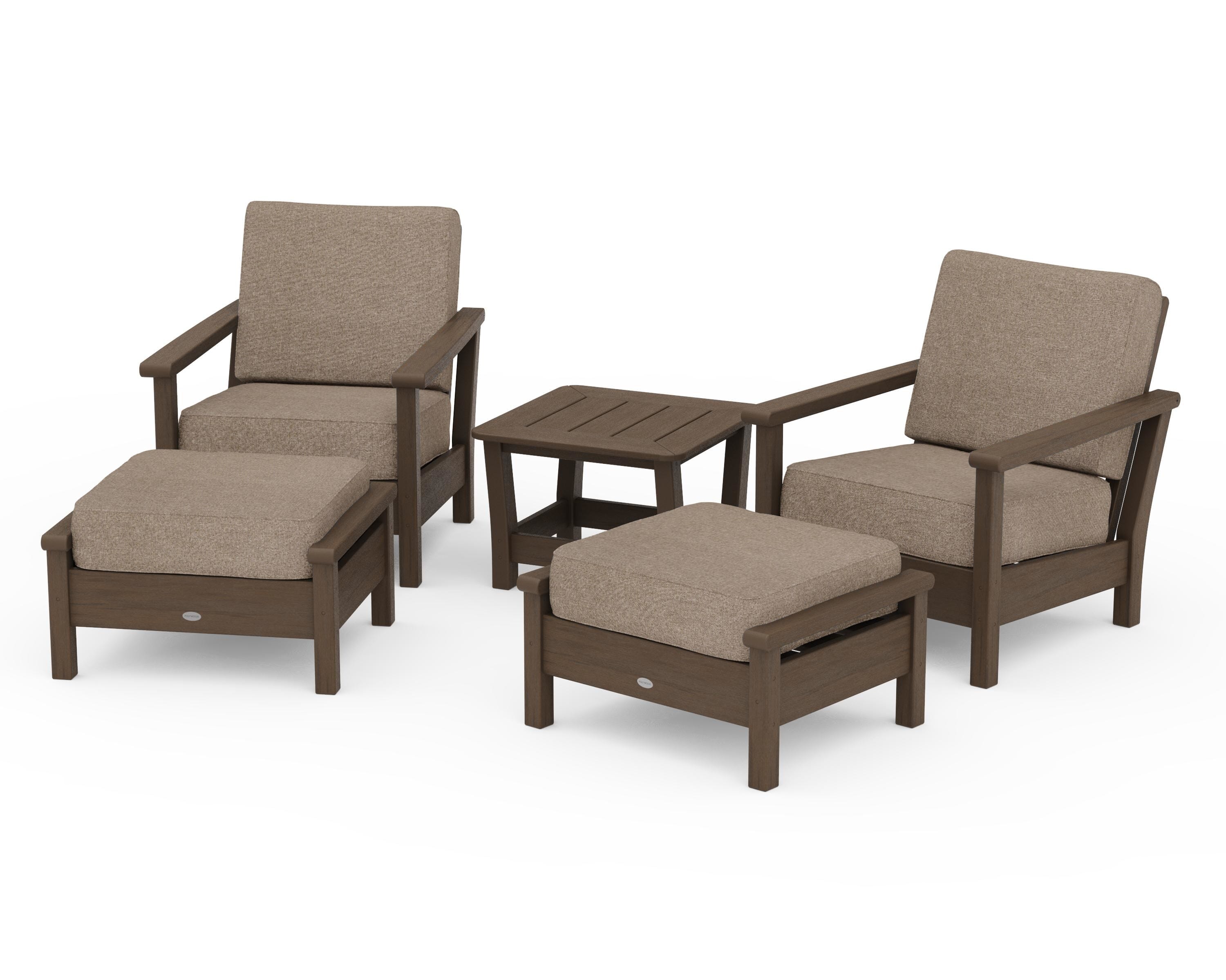 POLYWOOD Harbour 5-Piece Deep Seating Chair Set in Kona / Spiced Burlap
