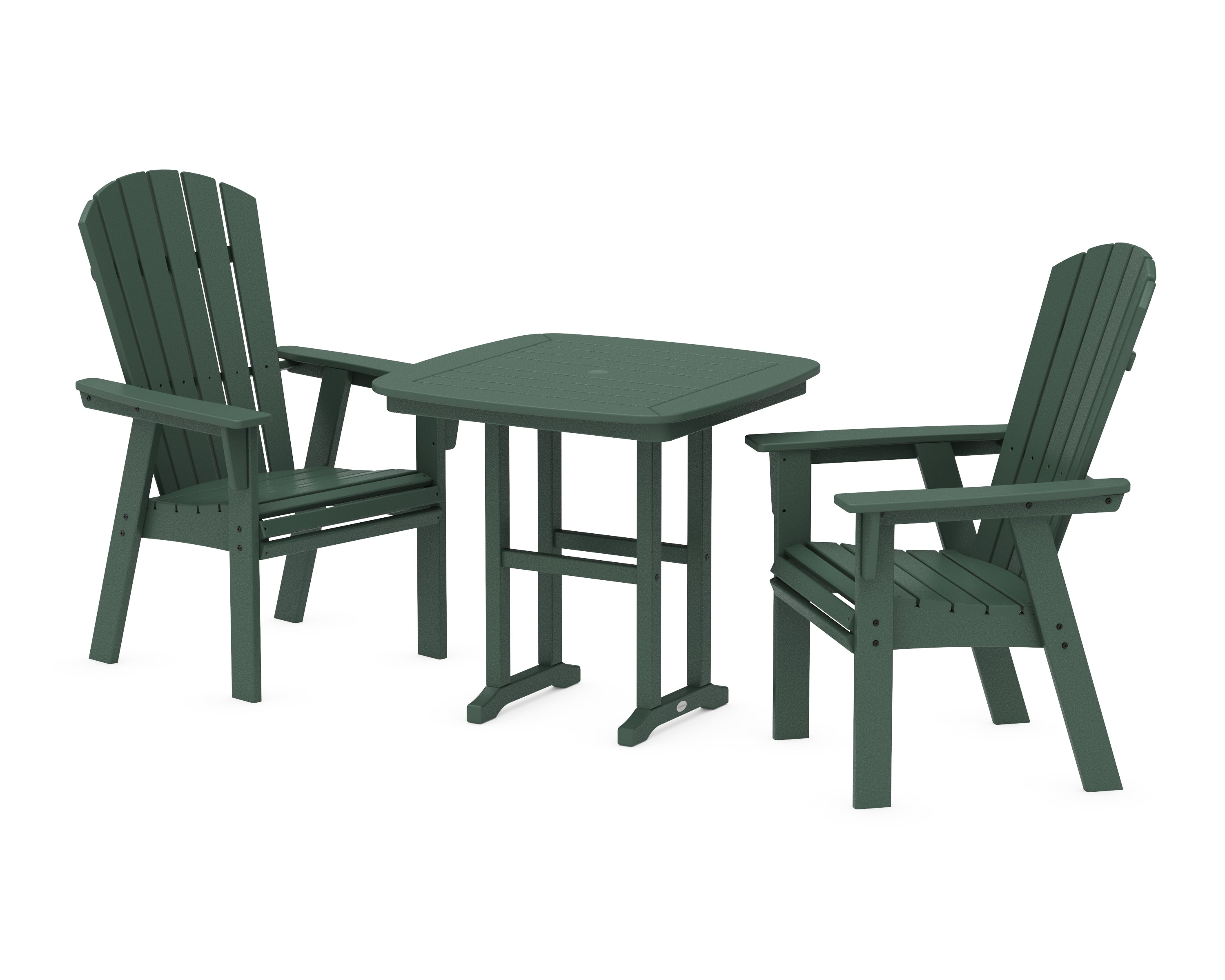 POLYWOOD Nautical Adirondack 3-Piece Dining Set in Green
