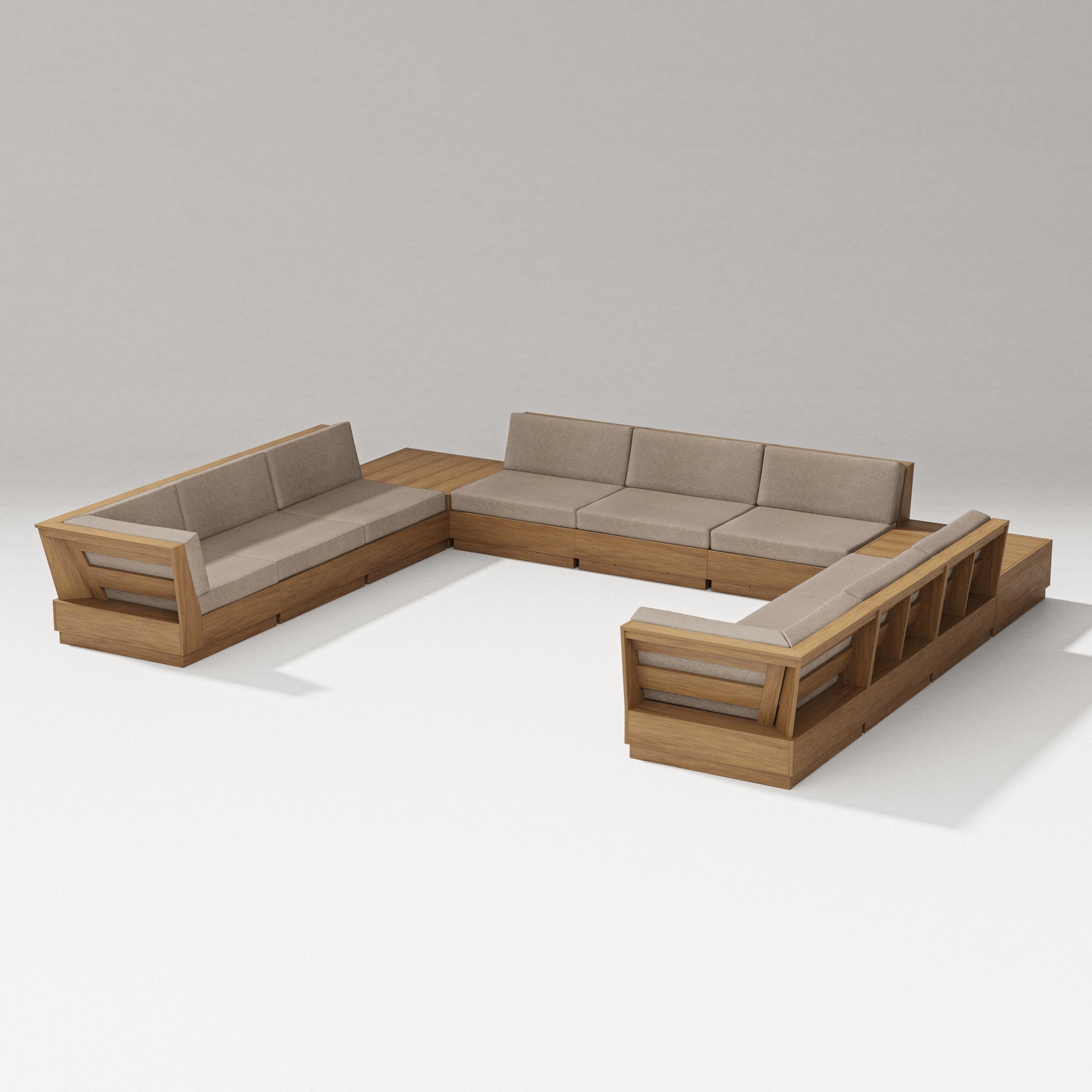 PW Designer Series Elevate 11-Piece U-Shaped Sofa Sectional in Natural / Spiced Burlap
