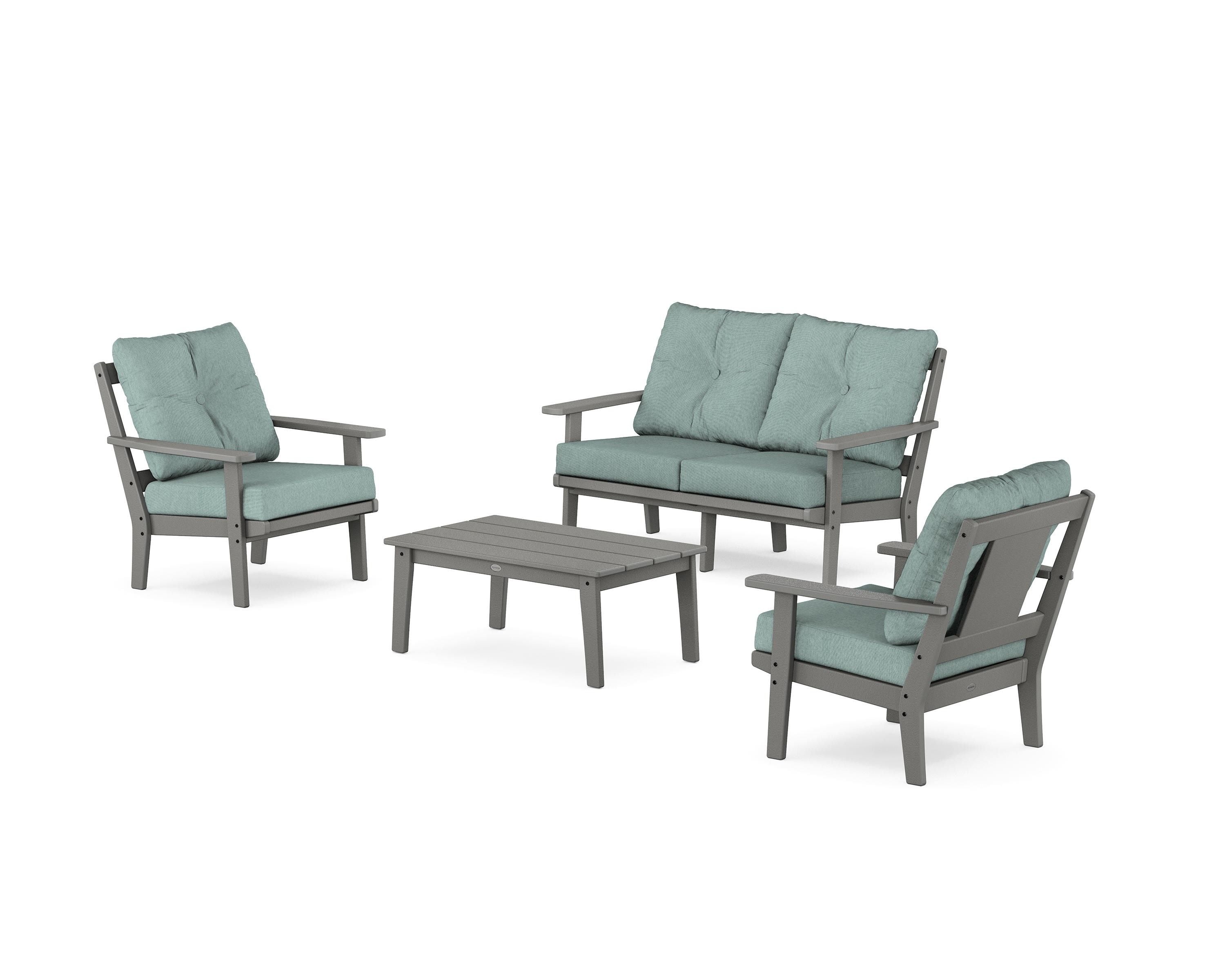 POLYWOOD Prairie 4-Piece Deep Seating Set with Loveseat in Slate Grey / Glacier Spa