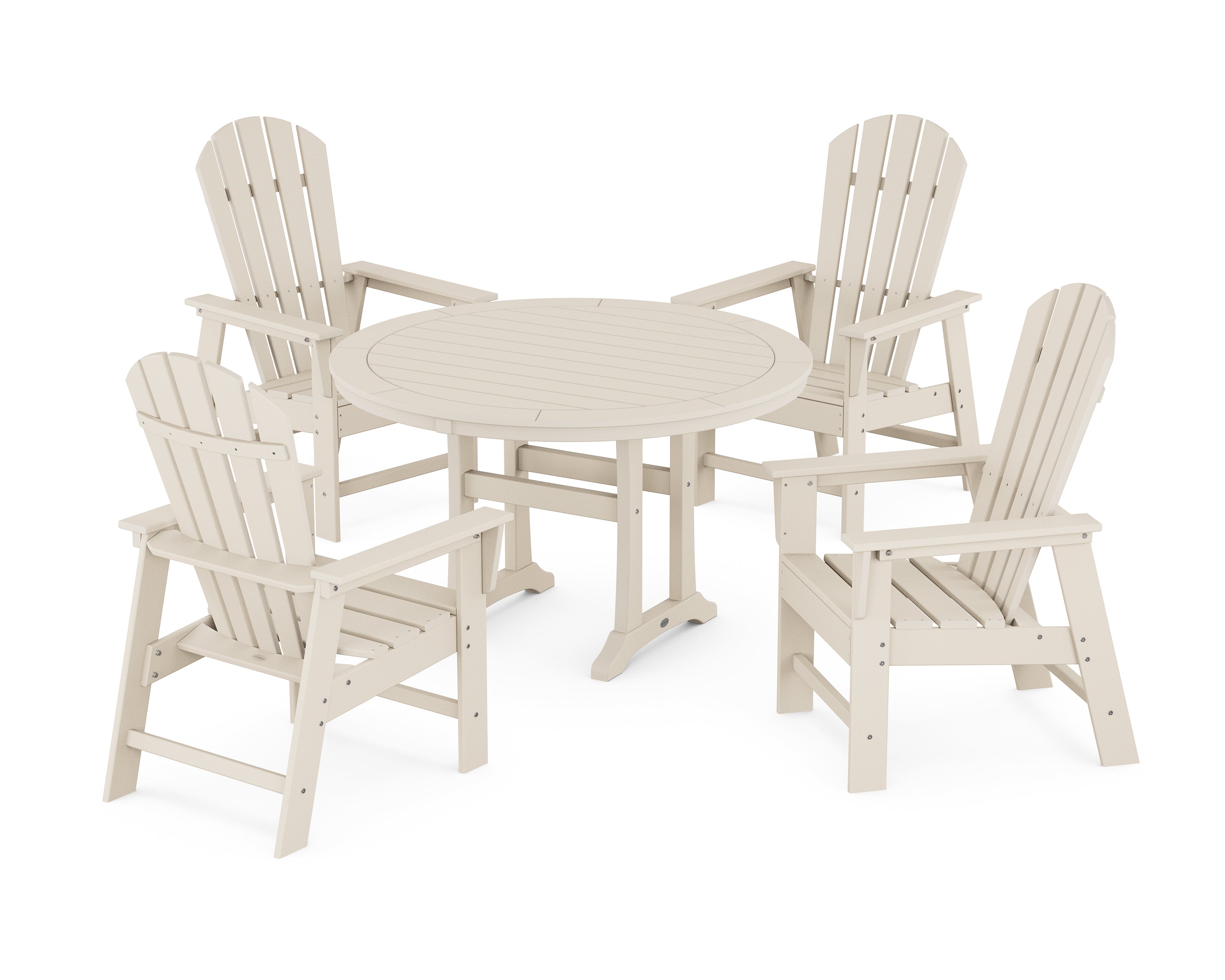 POLYWOOD® South Beach 5-Piece Round Dining Set with Trestle Legs in Sand