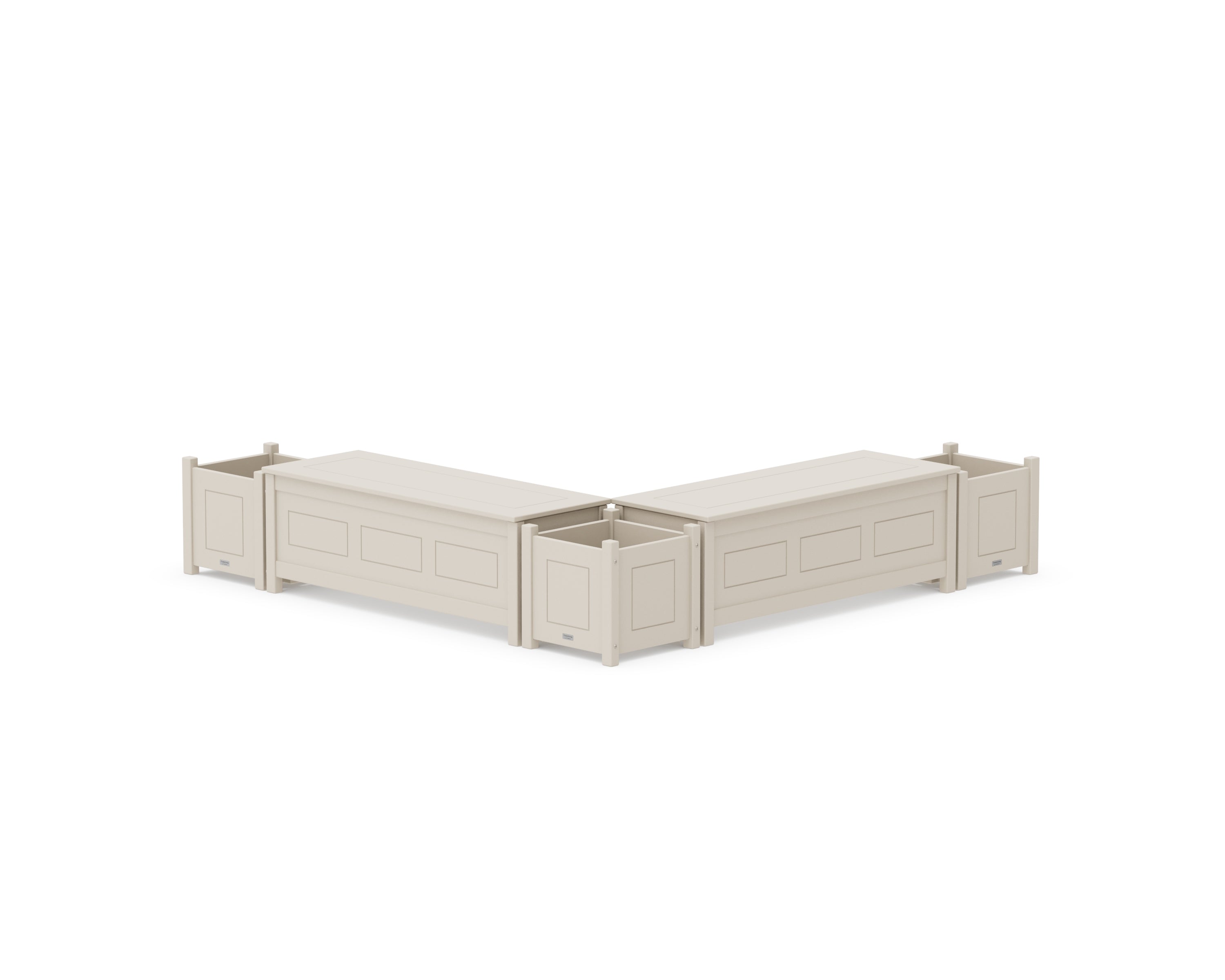 Country Living 48" Country Living L- Shaped Planter Storage Bench Corner Set in Sand
