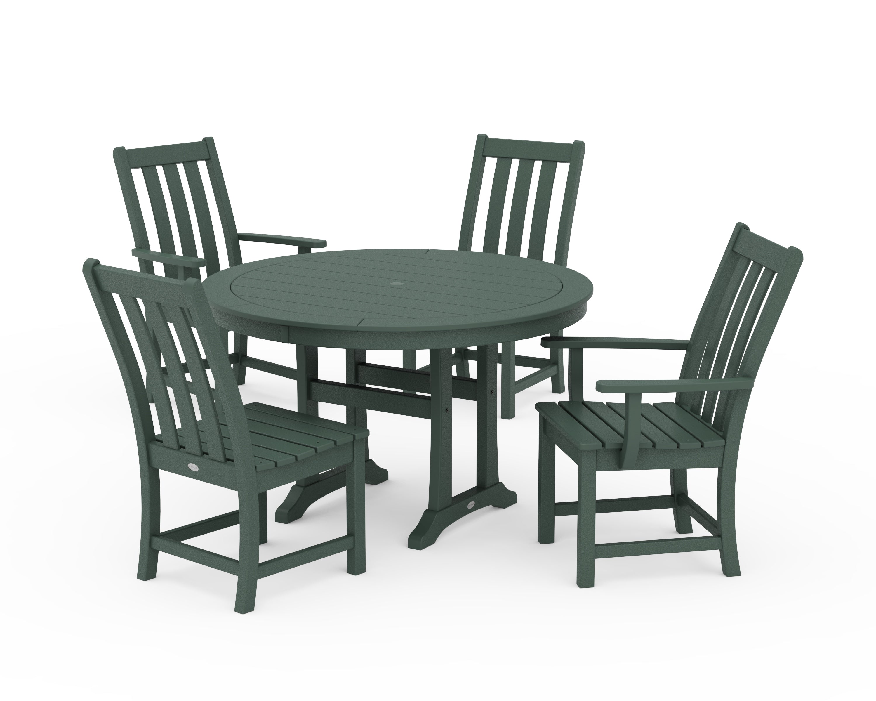 POLYWOOD Vineyard 5-Piece Nautical Trestle Dining Set in Green