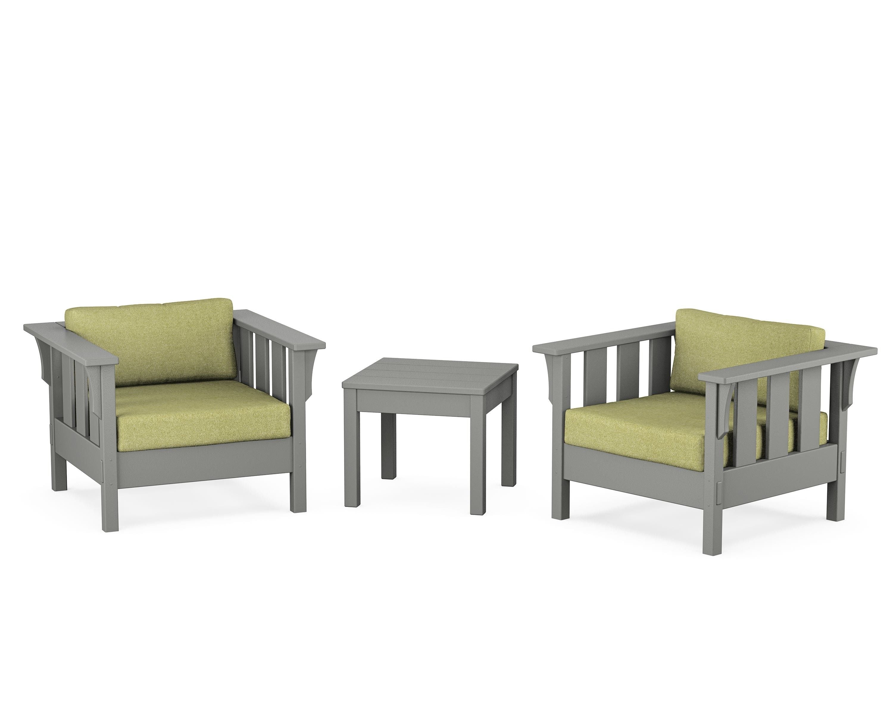 Martha Stewart by POLYWOOD Acadia 3-Piece Deep Seating Set in Slate Grey / Chartreuse Boucle