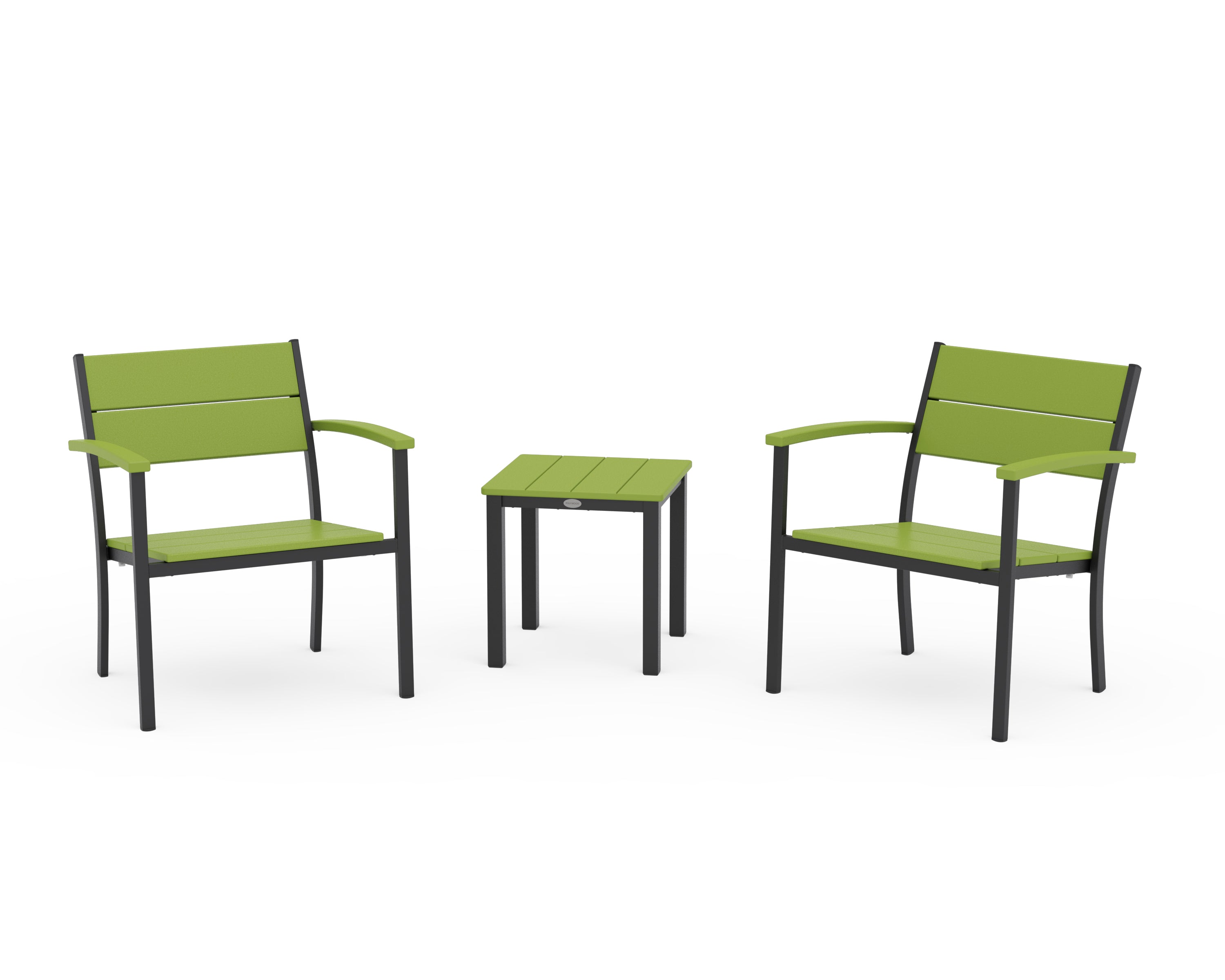 POLYWOOD Main Street 3-Piece Lounge Chair Set in Black / Lime