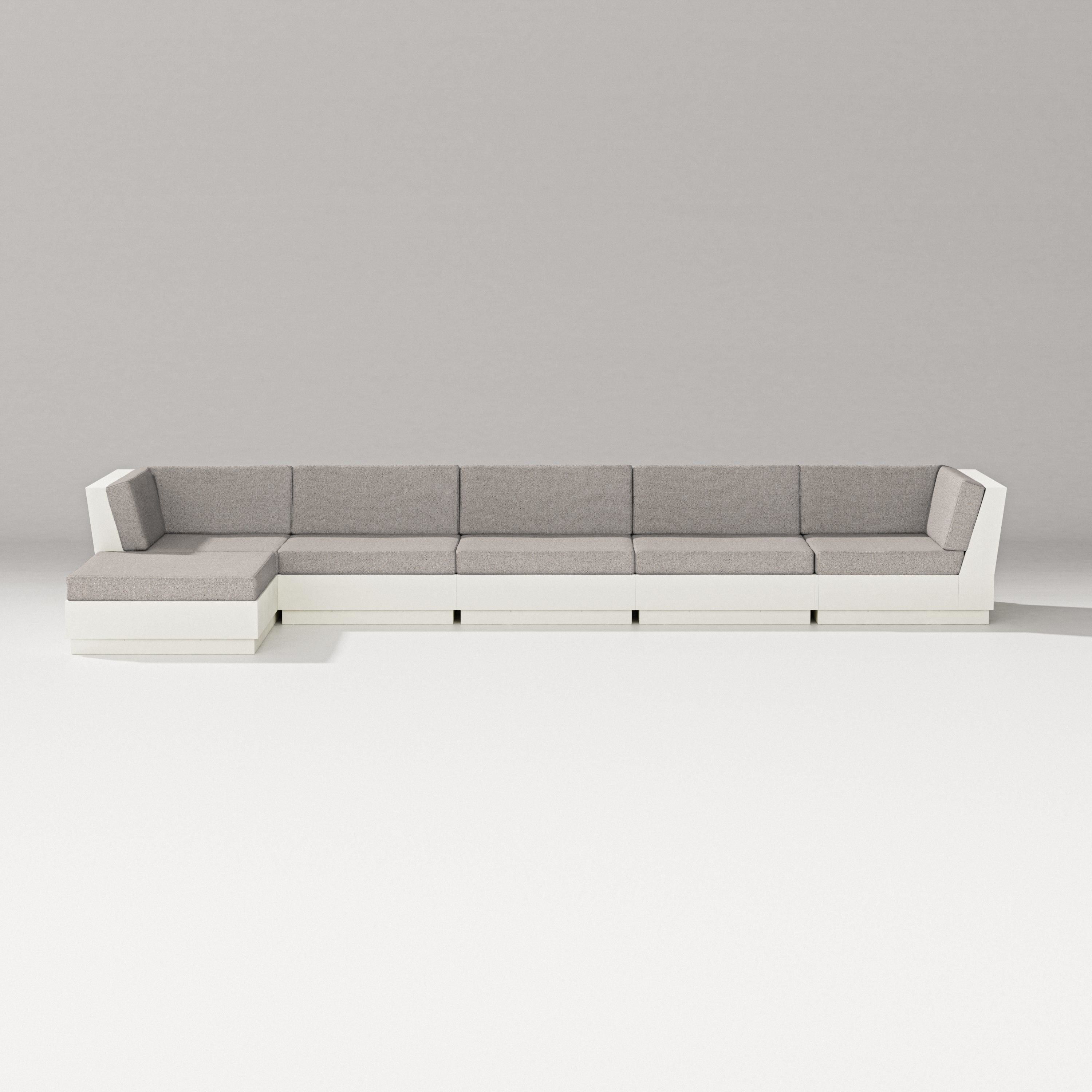 PW Designer Series Elevate 6-Piece Chaise Sectional in Vintage White / Weathered Tweed