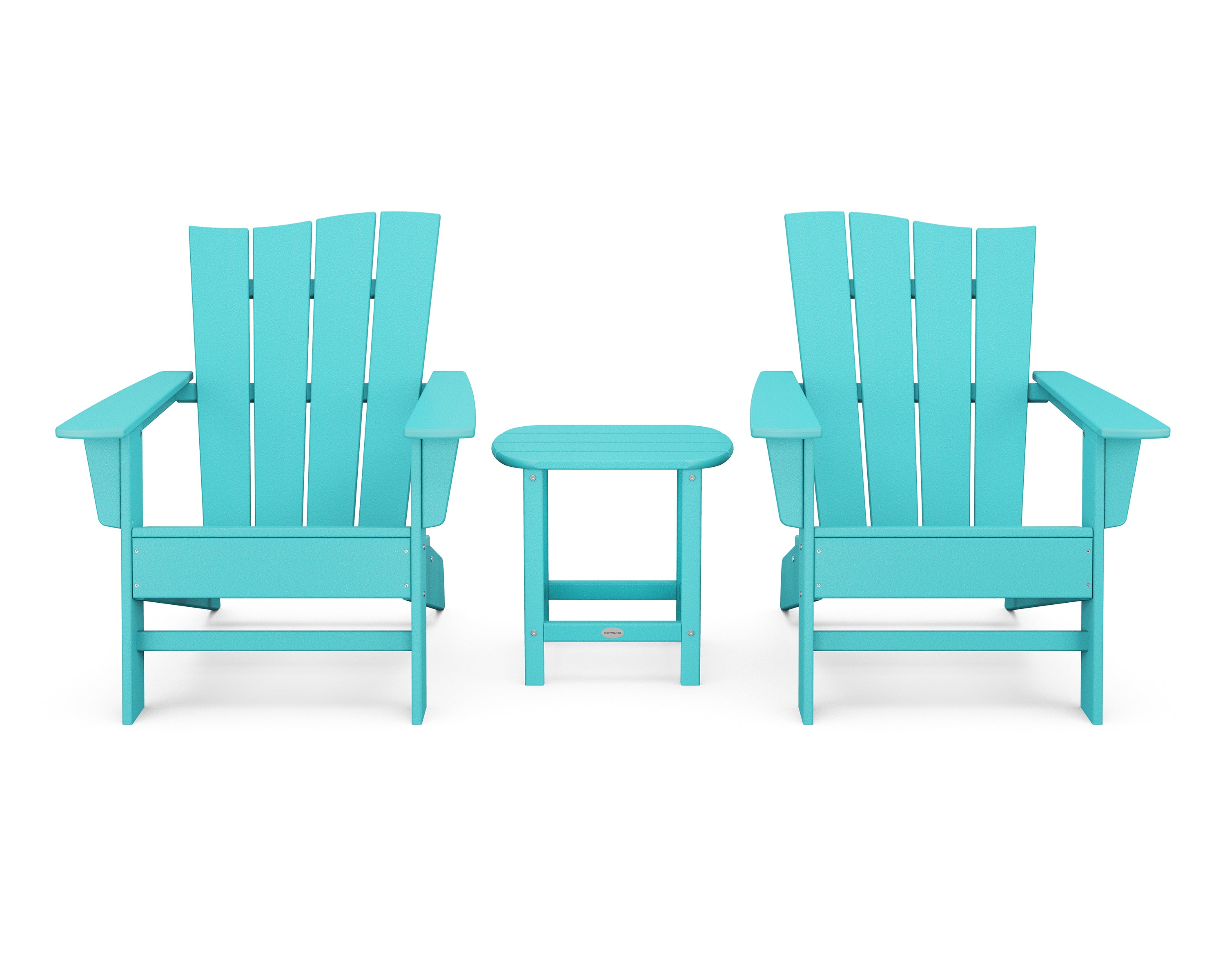 POLYWOOD® Wave 3-Piece Adirondack Chair Set in Aruba