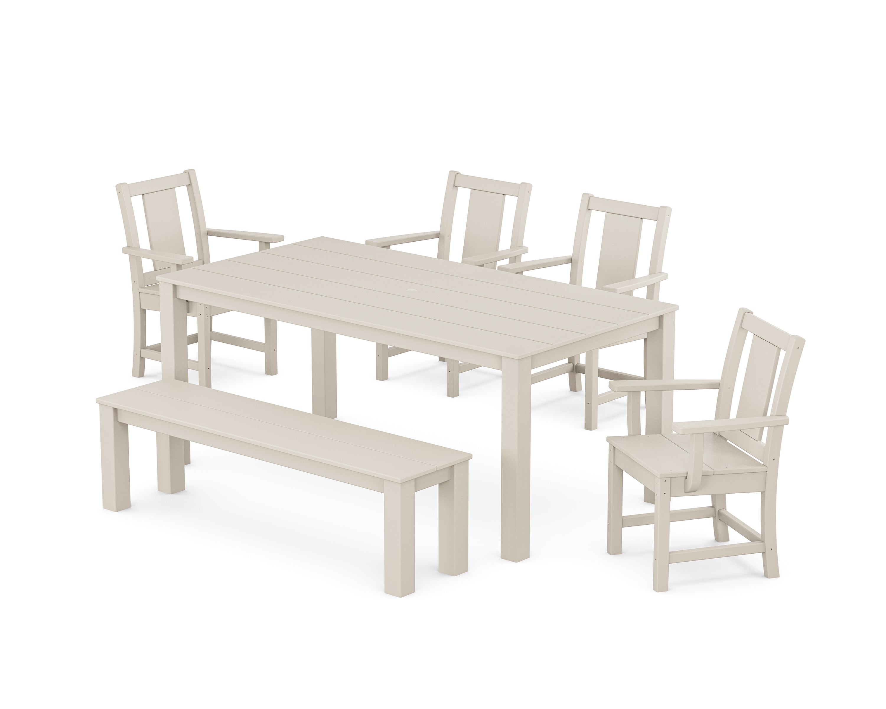 POLYWOOD® Prairie 6-Piece Parsons Dining Set with Bench in Sand