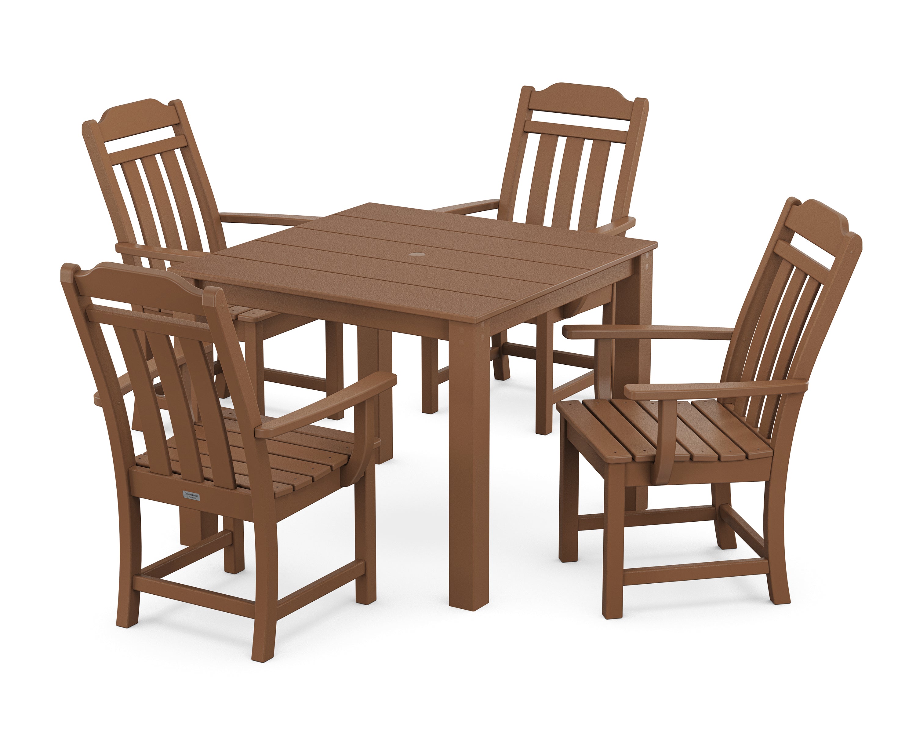 Polywood Country Living 5-Piece Parsons Dining Set in Teak