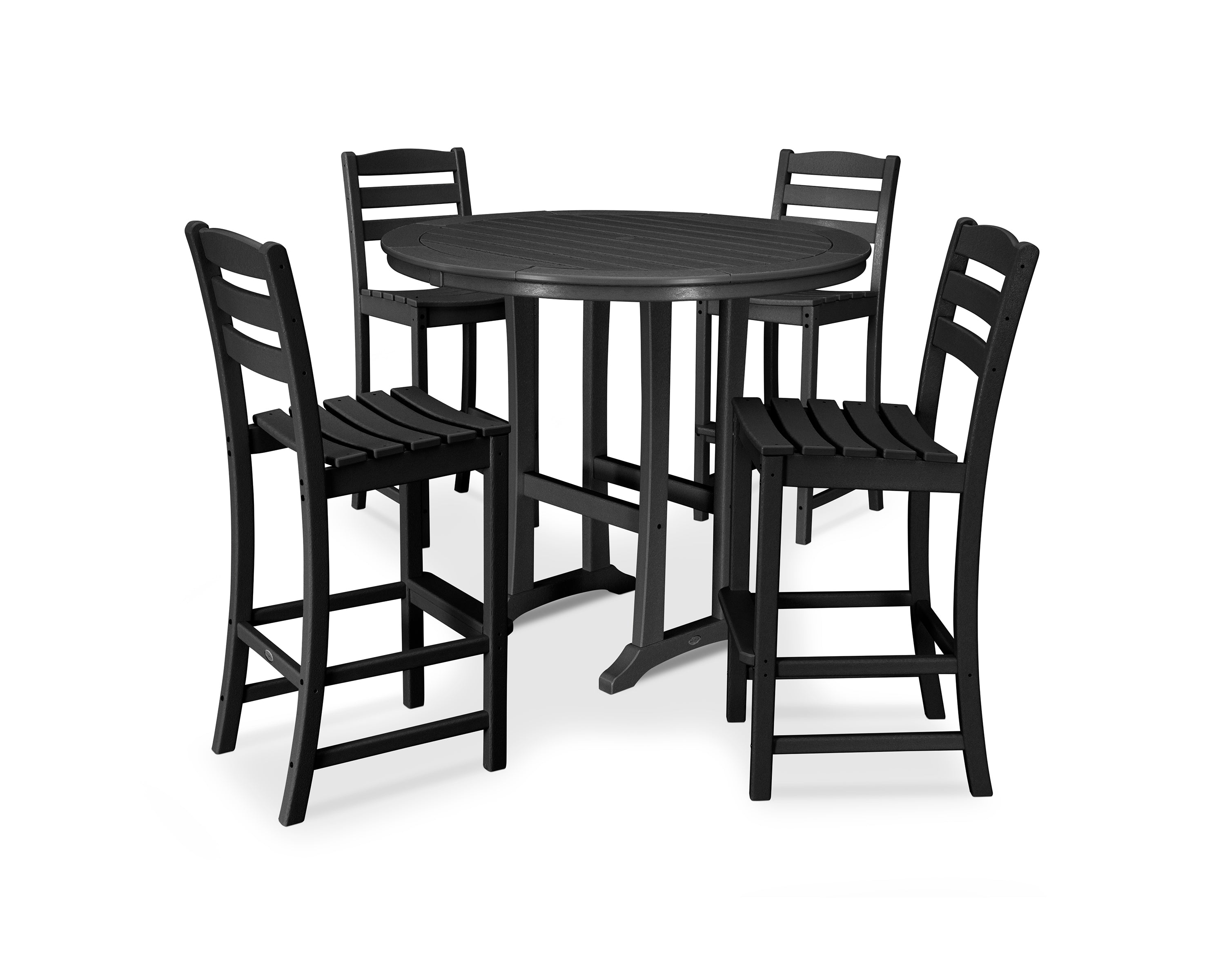 POLYWOOD® La Casa Café 5-Piece Side Chair Bar Dining Set in Black