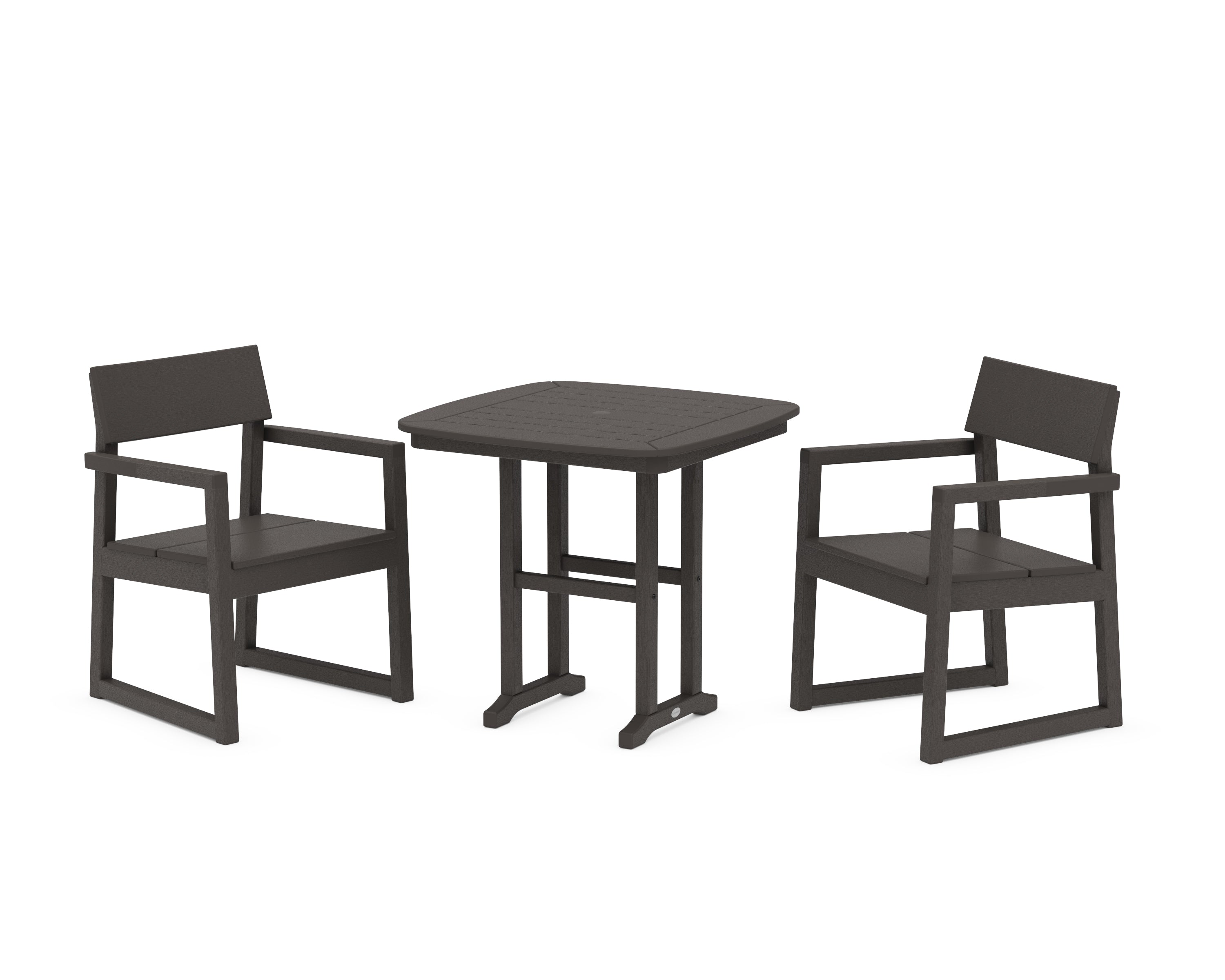POLYWOOD EDGE 3-Piece Dining Set in Vintage Coffee